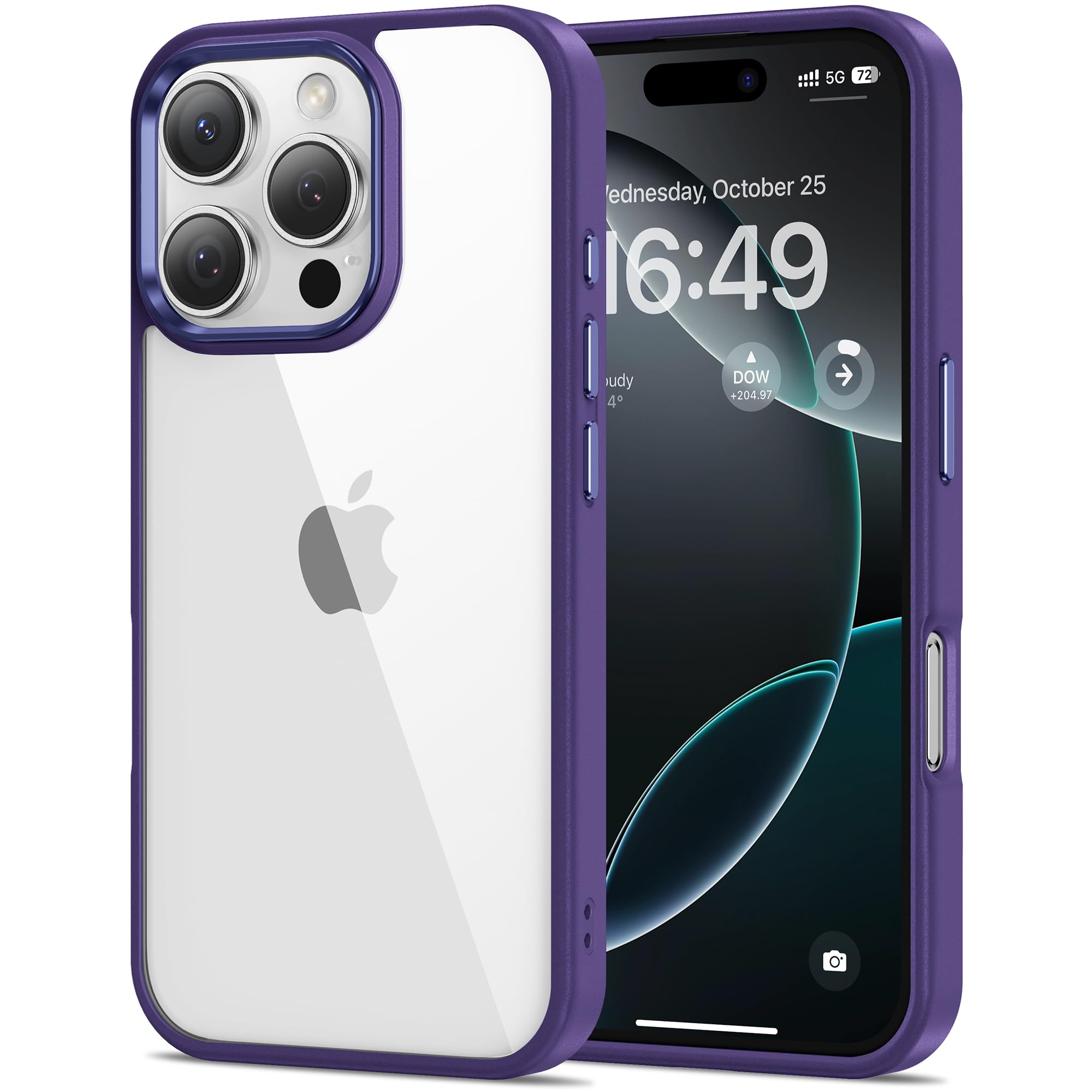 HOOMIL Case for iPhone 16 Pro Max 6.9-Inch, Non-Yellowing, Drop Protection, Anti-Scratch Transparent Hard Back Phone Cover - Dar
