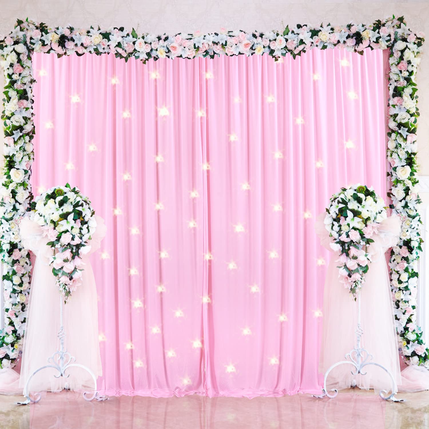 10Ft X 10Ft Pink Backdrop Curtain For Parties Light Pink Wrinkle Free Backdrop Drapes Panels For Baby Shower Wedding Birthday Ph
