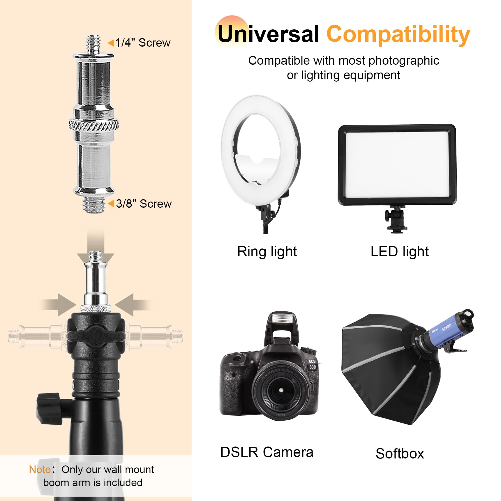 Sitto Ring Light Wall Mount 43Inch/110Cm, Triangle Boom Arm For Barbershop, Beauty Salon, Live Streaming, Tattoo, Photography St