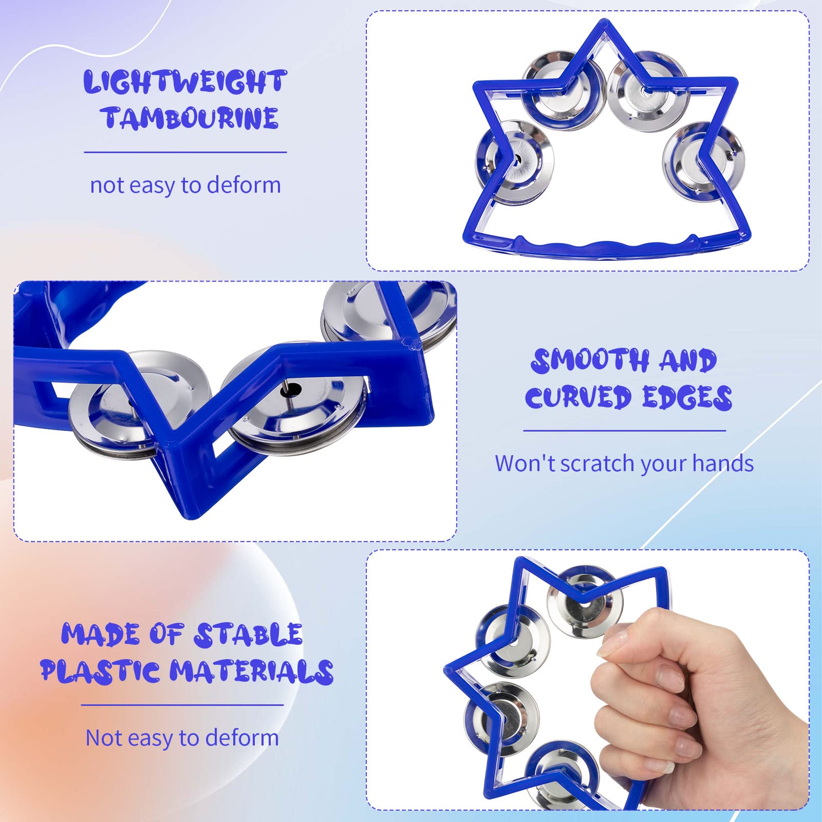 20 Pieces Plastic Percussion Tambourines Half Moon Tambourine Star Shape Handheld Tambourine Noise Makers Hand Held Musical Inst