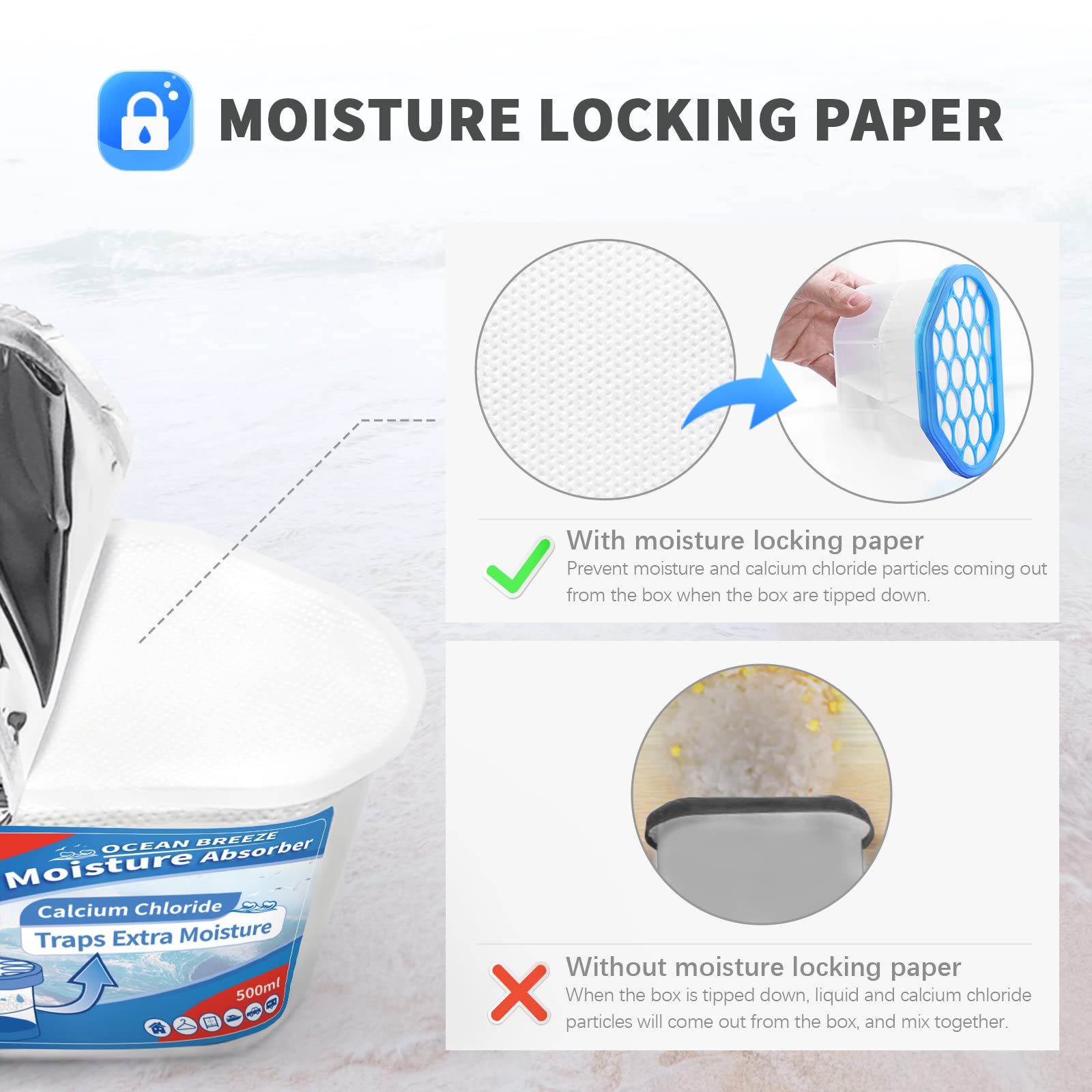 Vacplus Ocean Fragrance Moisture Absorber (6 Pack), 10.5 Oz, Humidity Absorber Attracts Extra Moisture From Your Bathroom, Close