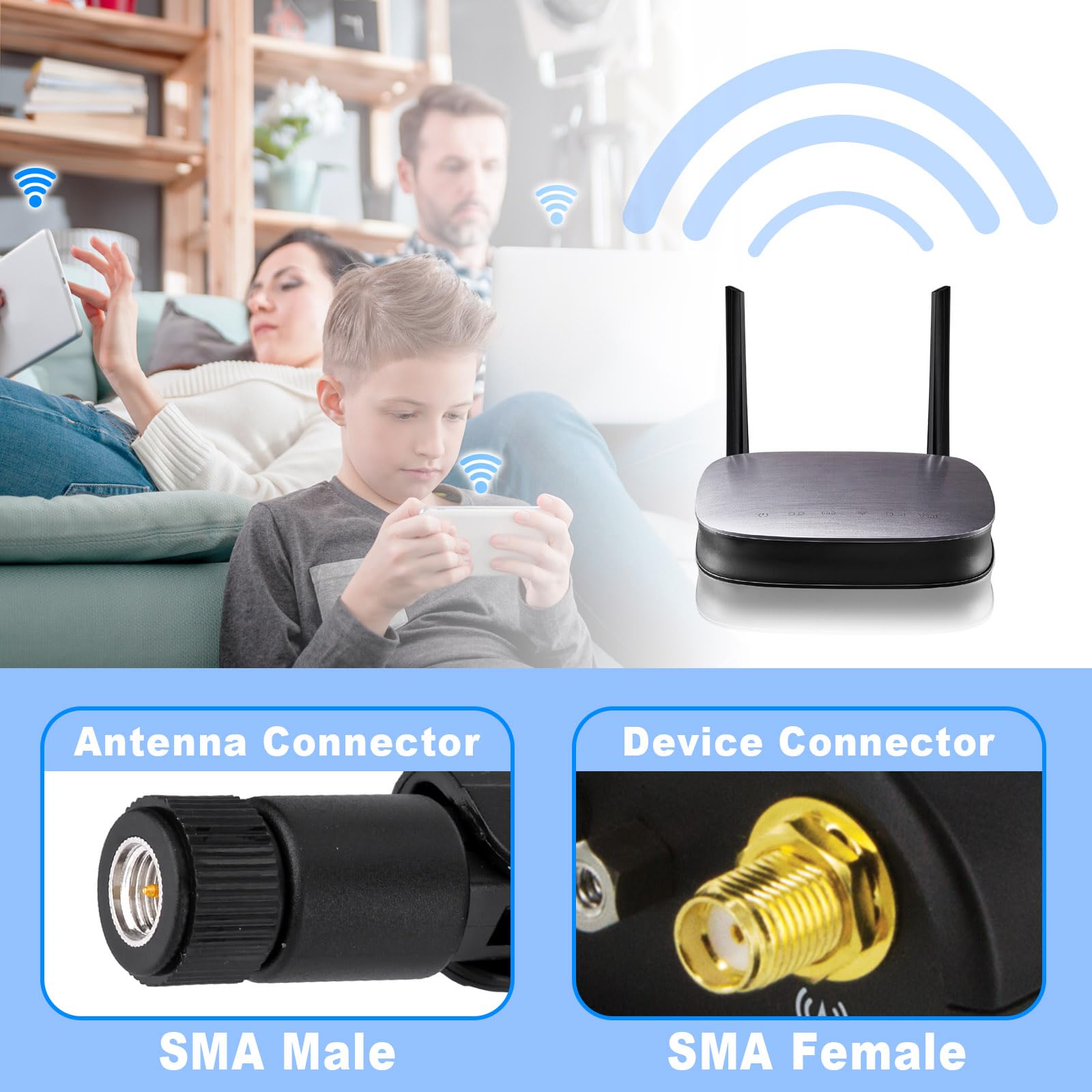 Eightwood 5G 4G Lte Gsm 3G Antenna Wide Band Omnidirectional Sma Male Antenna 2-Pack For Cpe Router Mobile Hotspot Wireless Home