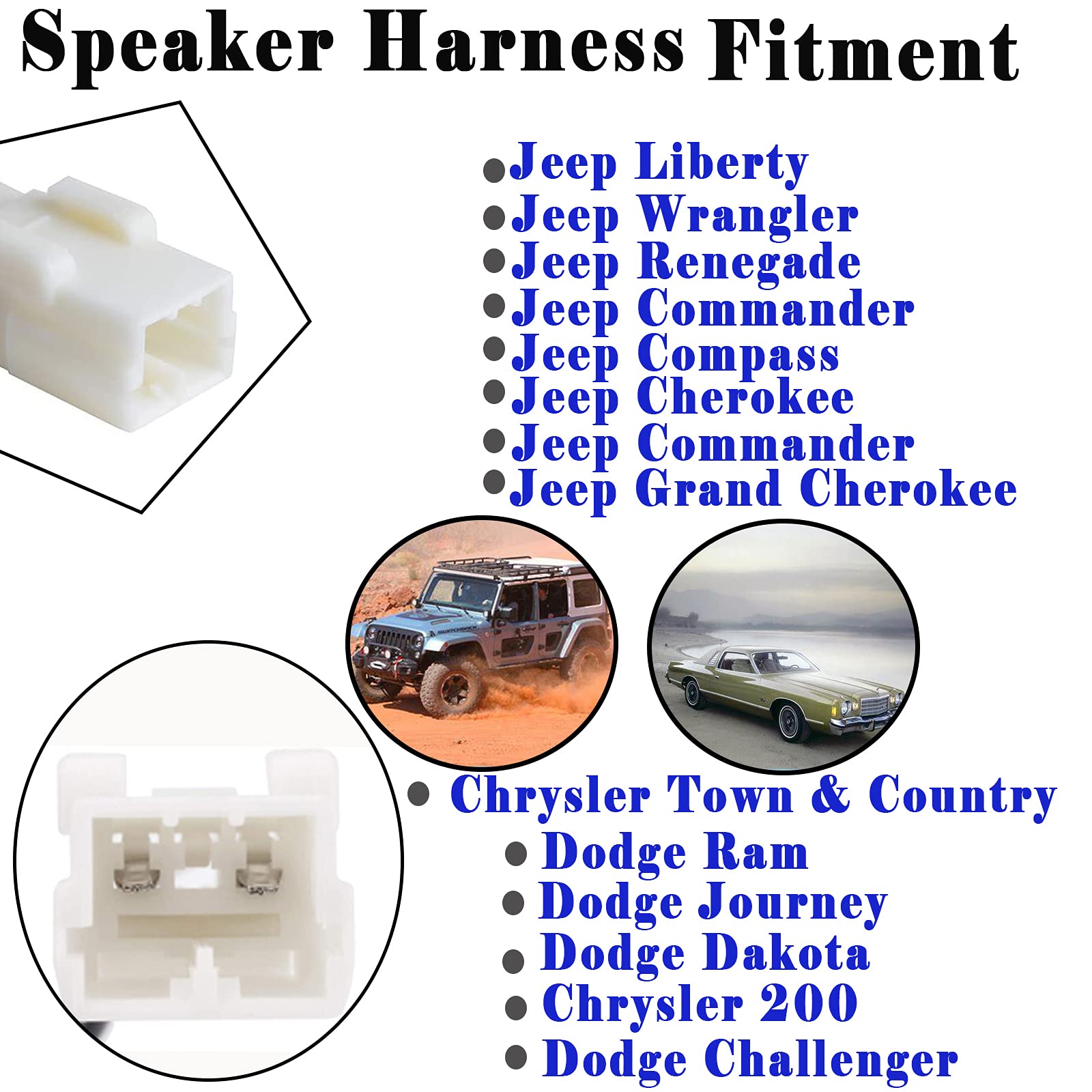 72 6514 Speaker Harness Adapter Compatible With Jeep Wrangler Chrysler Town & Country Speaker Wire Harness Adapter Plug Dodge Dakota Front Rear Door Speaker Wiring Harness Adapter 4 Pack