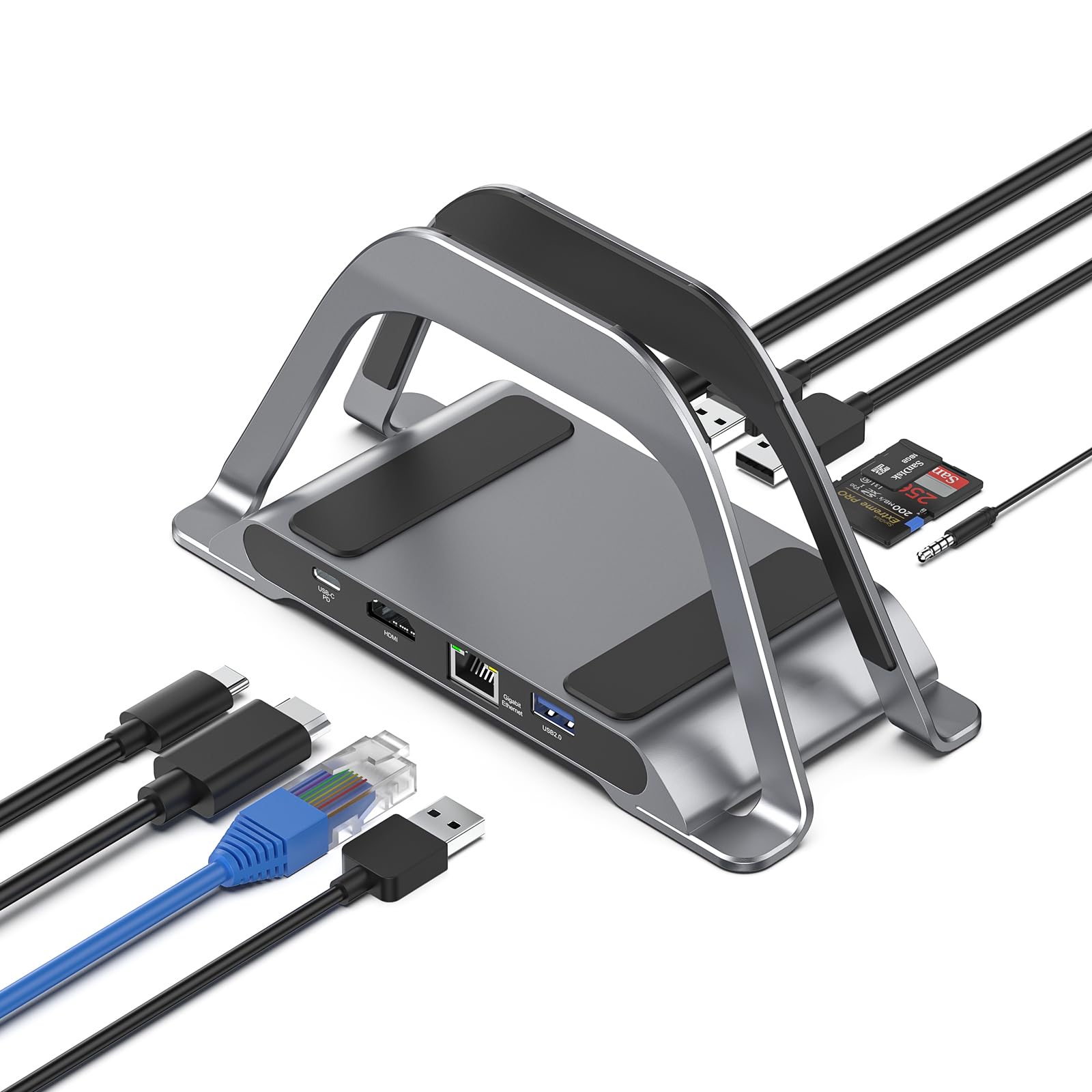 Macbook Docking Station, Pulwtop Usb C Docking Station With Vertical Stand Compatible With Macbook Pro And Air, With 4K Hdmi, 3