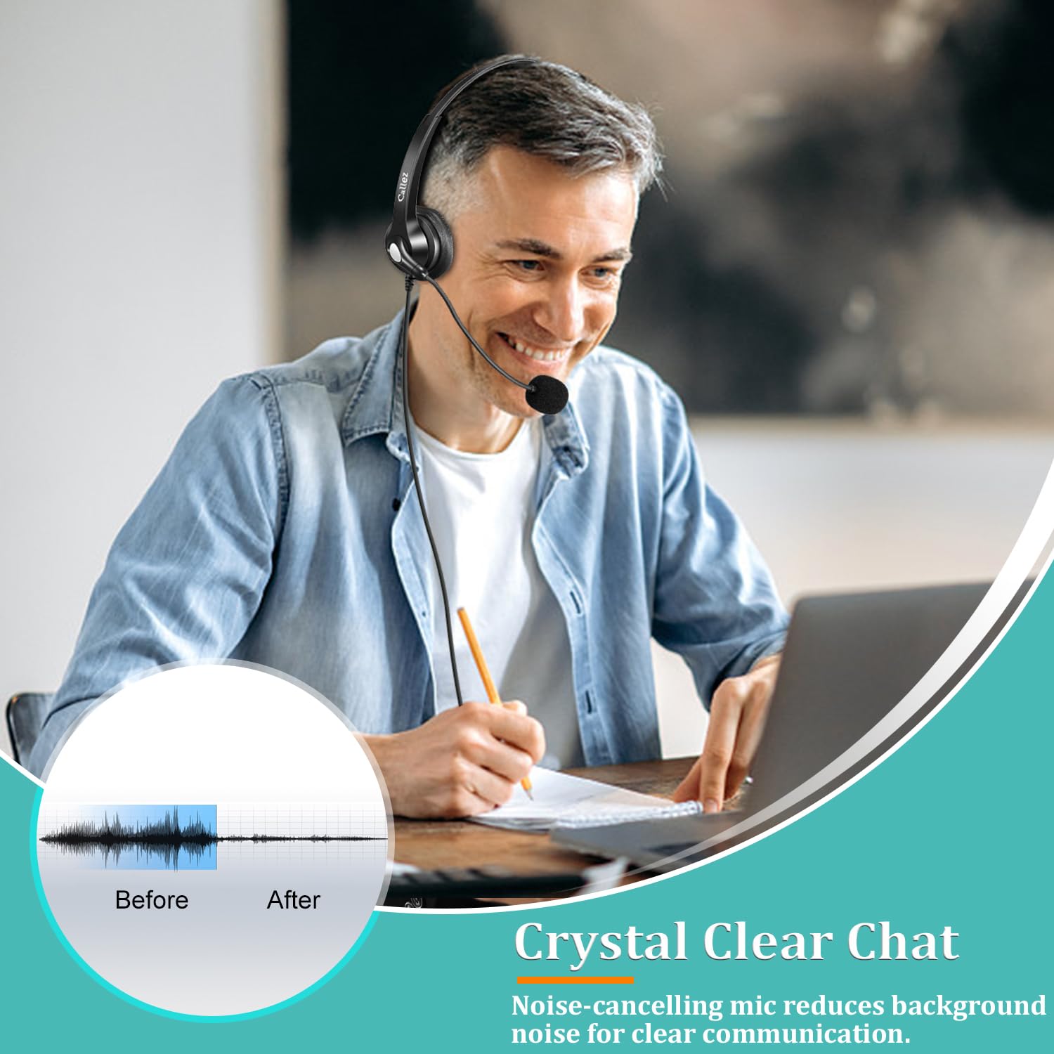 3.5Mm Jack Cell Phone Headset With Microphone Noise Cancelling For Pc Laptop, Wired Computer Headphones For Iphone Android Zoom Home Office Work School Classroom, In Line Control, Comfort Fit