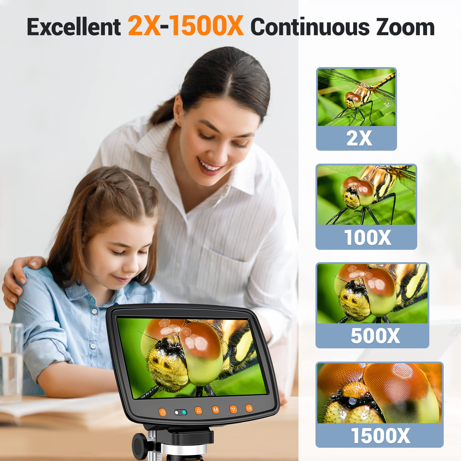 Leipan Digital Microscope With 7'' Lcd Screen,1500X Magnification Soldering Microscope With Hdmi,Coin Microscope With 12Mp Image