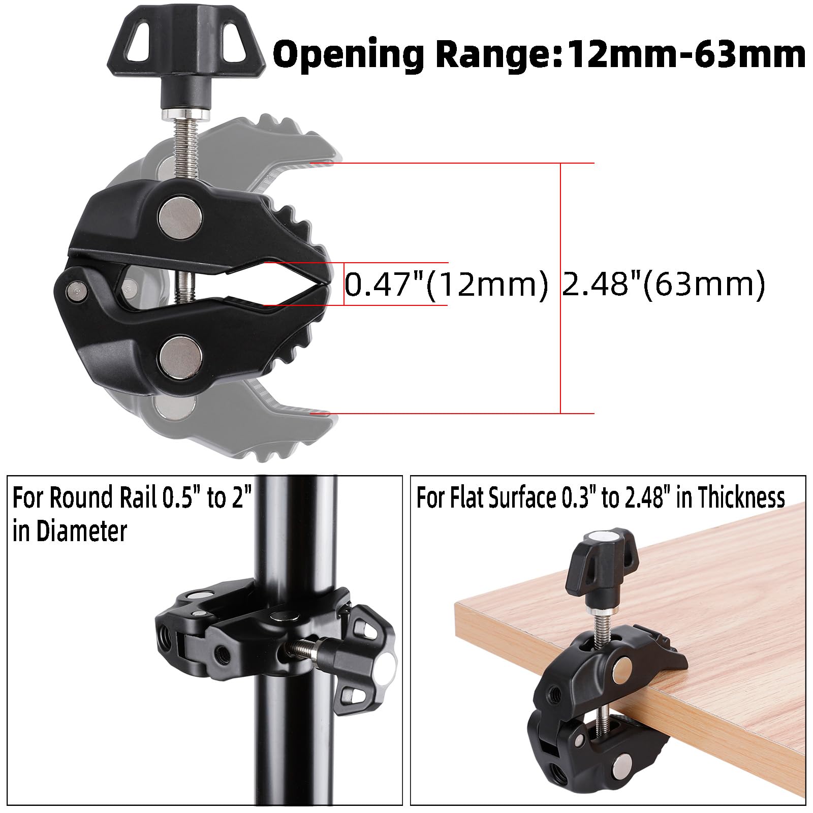 Fpn All-Metal Magnetic Phone Holder For Magsafe, Magnet Phone Mount With Super Clamp For Spin Bike/Microphone Stand/Cart/Railing