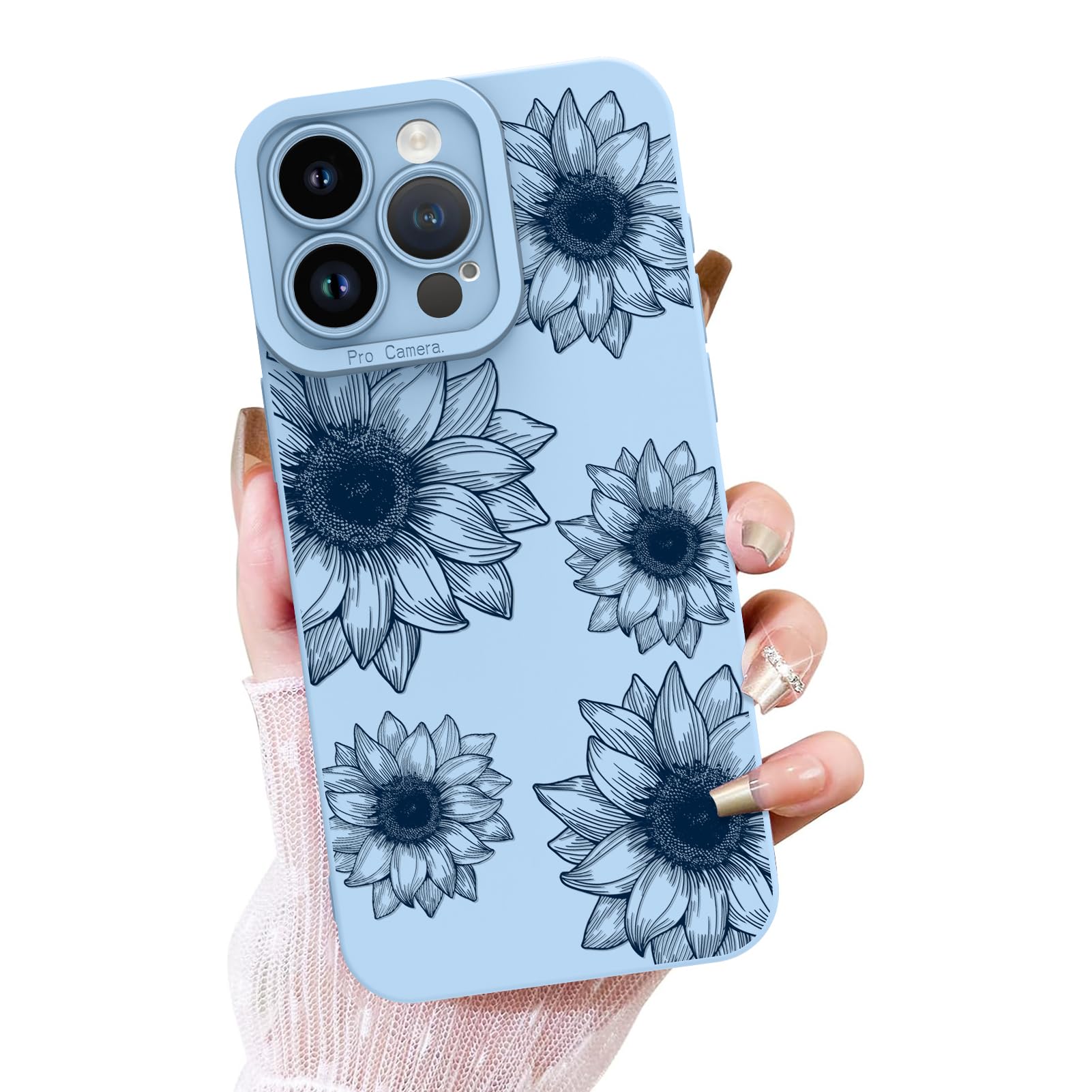 Ook Floral Case For Iphone 14 Pro Case, Cute Sunflower Floral Blooms Design Soft Tpu Shockproof Protective For Women Girls Slim