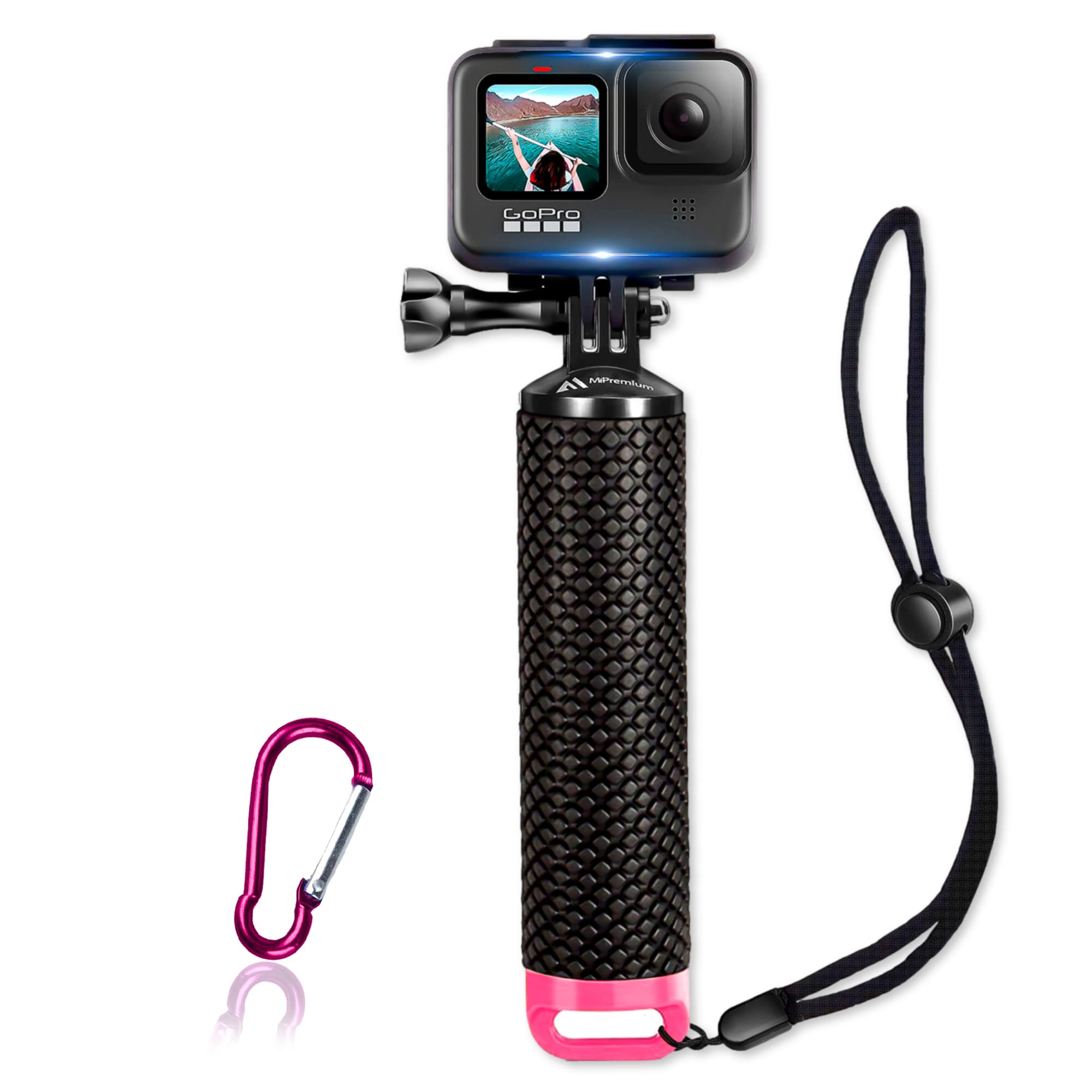 Waterproof Floating Hand Grip Compatible With Gopro Hero 12 11 10 9 8 7 6 5 4 3+ 2 1 Session Black Silver Handler & Handle Mount Accessories Kit For Water Sport And Action Cameras (Rose Red)