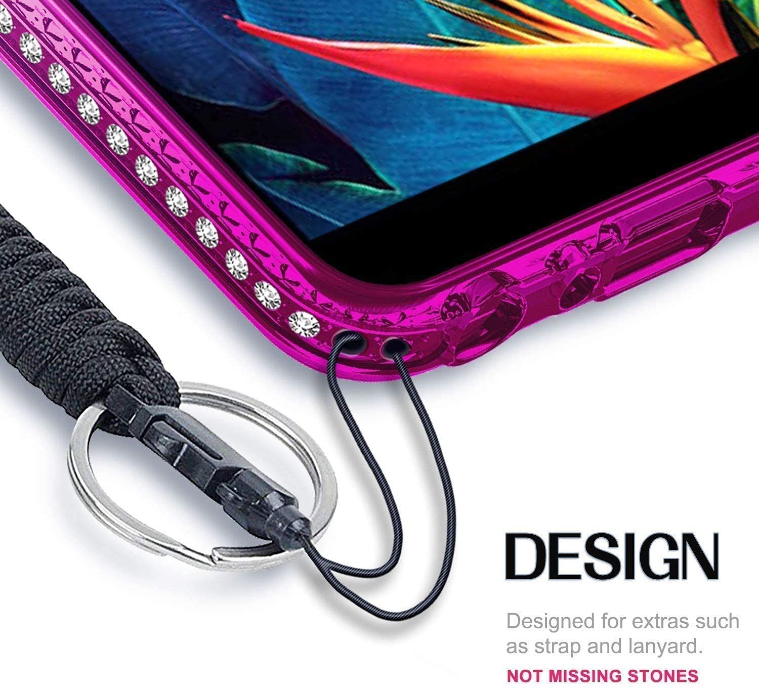 Ngb For Iphone 12 Mini Case With Tempered Glass Screen Protector, Ring Holder/Wrist Strap, Girls Women Liquid Bling Sparkle Floa