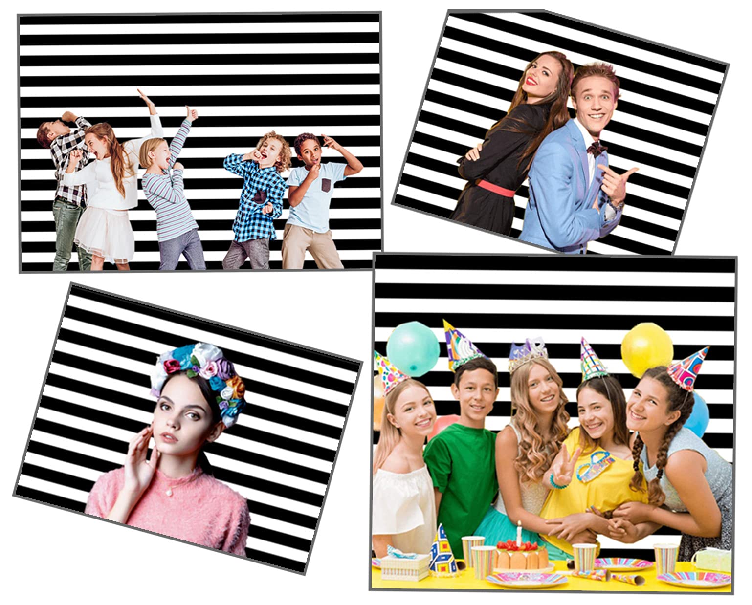 Wolada 7X5Ft Black And White Stripe Photo Backdrop Striped Photography Backdrop Birthday Party Photography Backdrop Wedding Deco