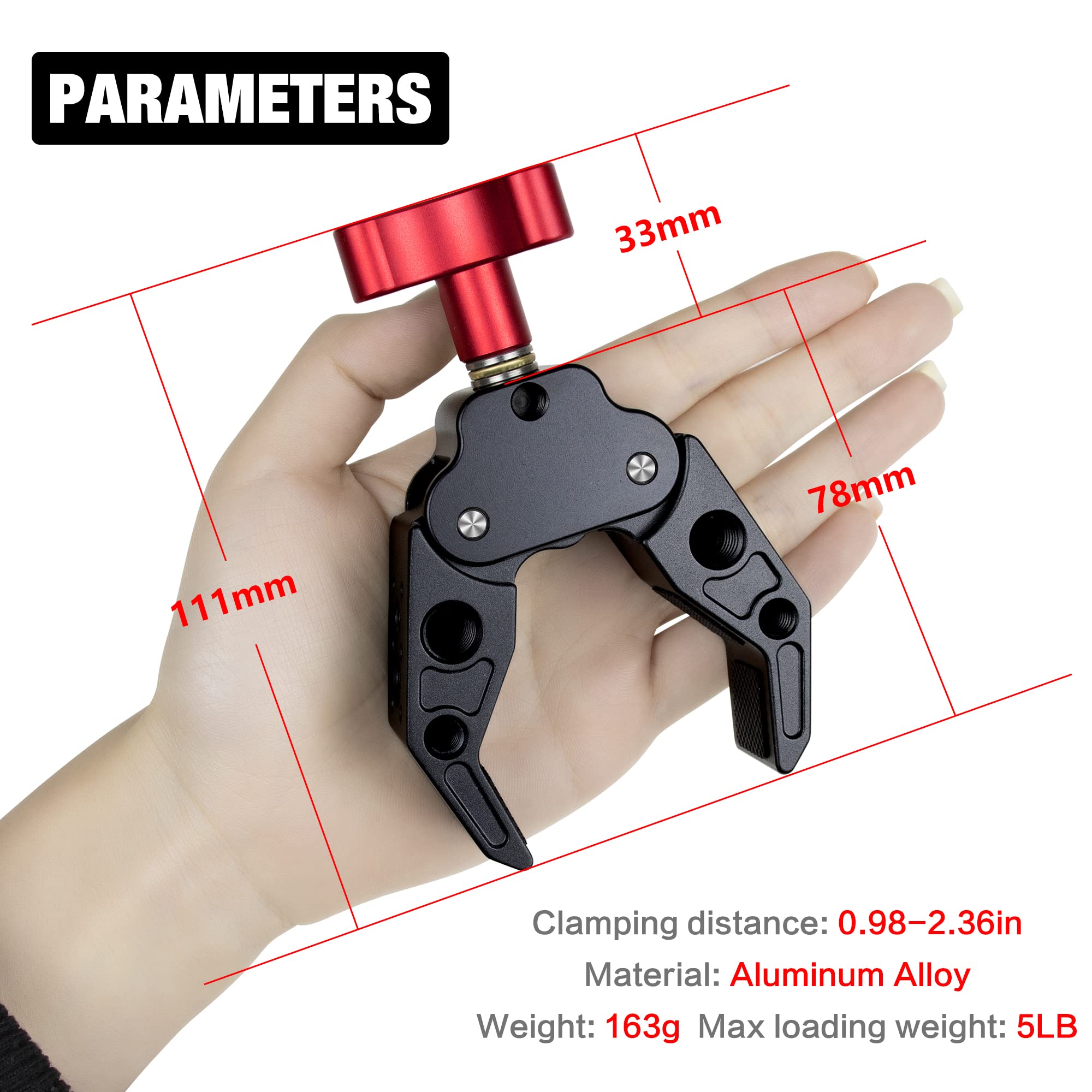 Super Clamp With 1/4&3/8 Standard Stud For Photo Video Studio, Photography Camera Crab Clamp For Camera, Lighting,Dslr Camera Ri