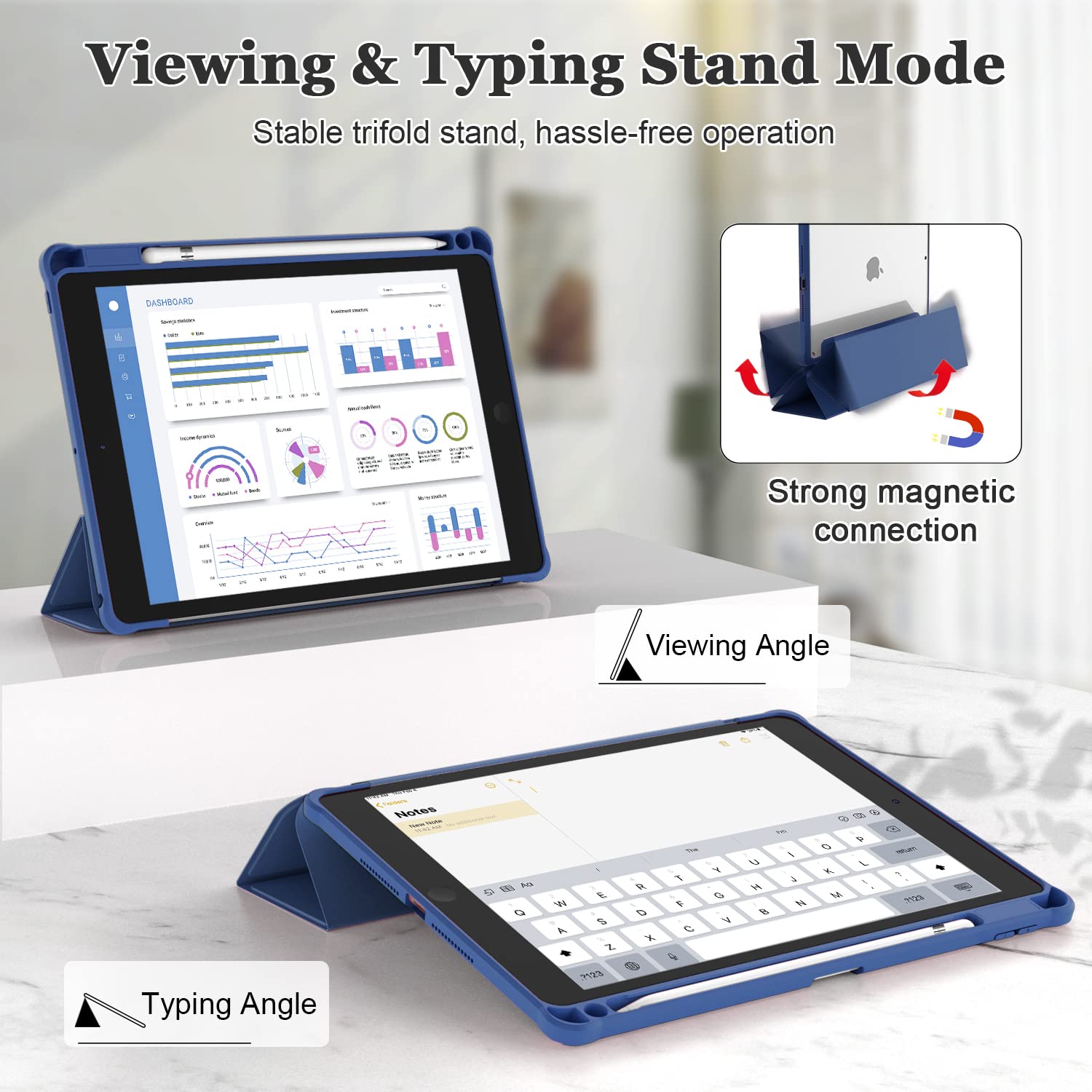 Okp For Ipad 9Th/8Th/7Th Generation Case (2021/2020/2019), Ipad 10.2 Inch Cases With Trifold Stand, Slim Ipad 9/8/7 Th Gen Cover