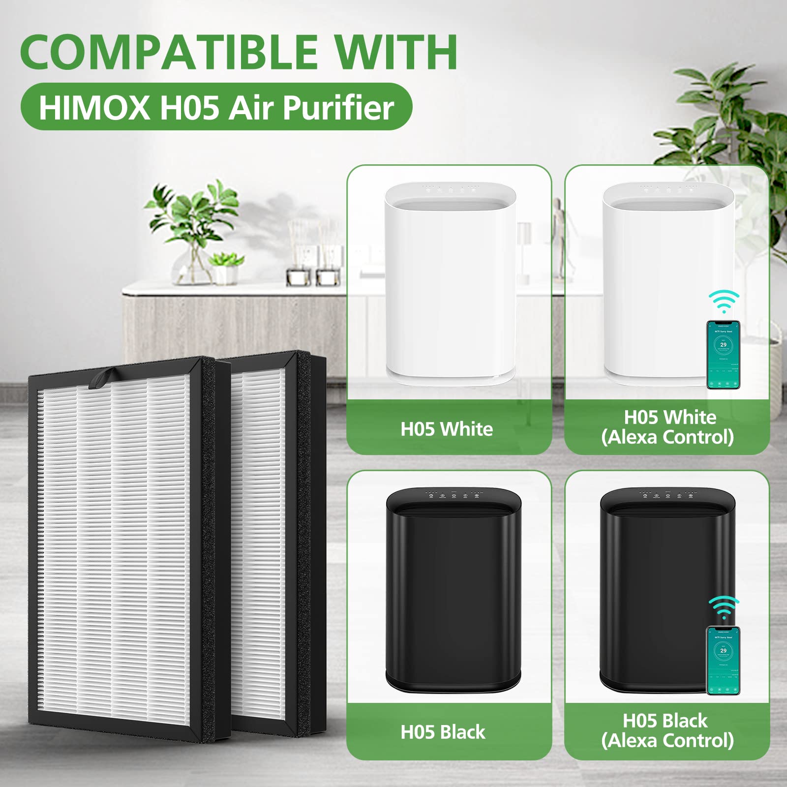 2 Pack H05 Replacement Filter, Compatible With Himox H05 Air Puri Fier, H13 Grade True Hepa Filter (Not Fit Himox H04)