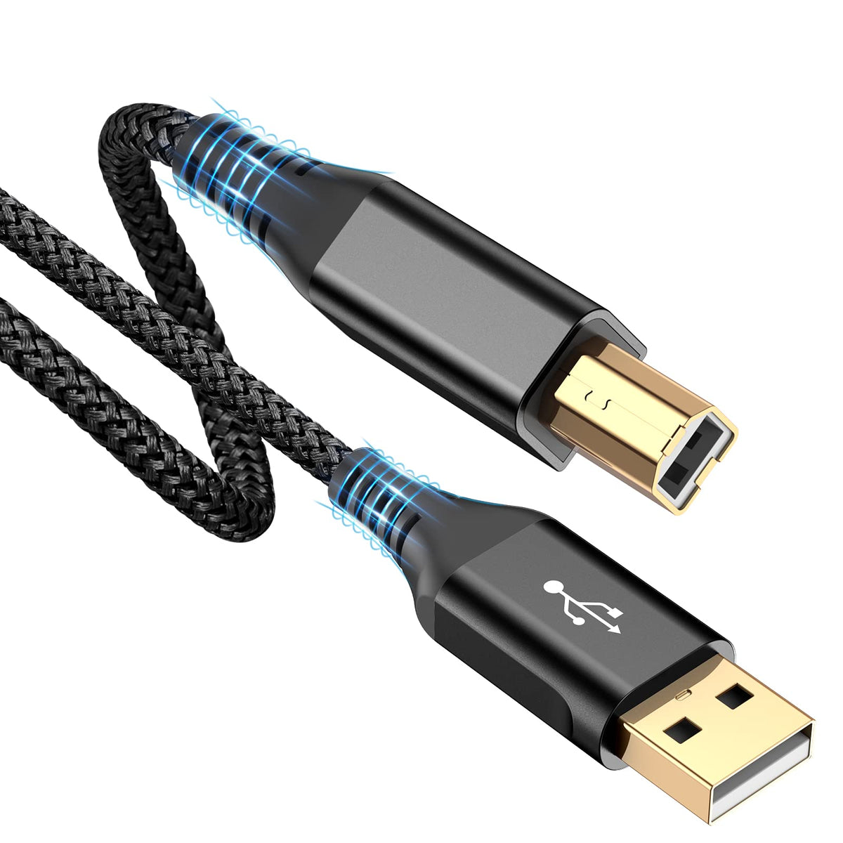 Sweguard Printer Cable 10Ft, Usb 2.0 Printer Cable Usb A To Usb B Cable, High Speed Nylon Braided Scanner Printer Cord For Hp Ca