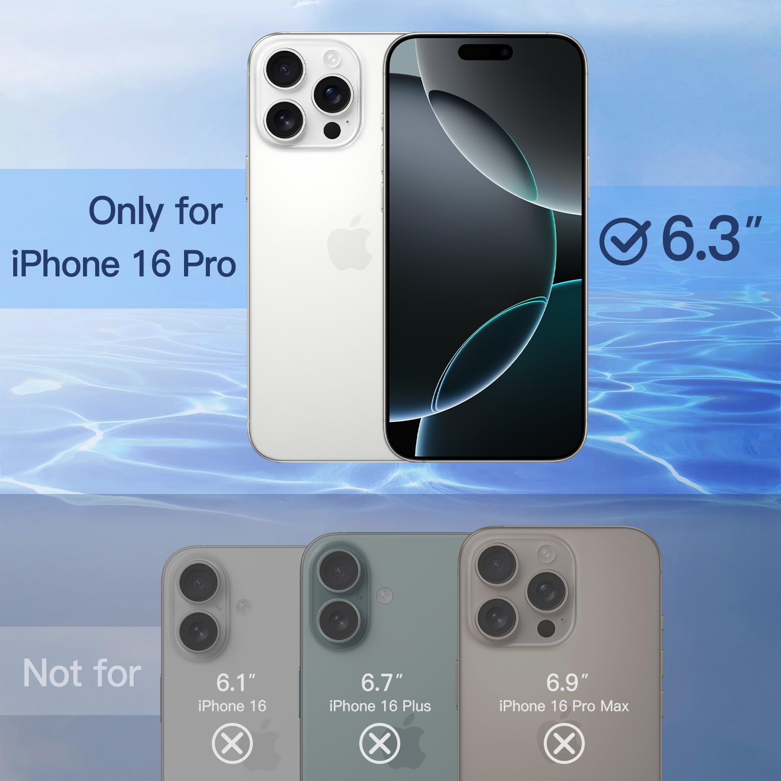 Jetech Privacy Screen Protector For Iphone 16 Pro 6.3 Inch, Anti Spy Tempered Glass Film With Easy Installation Tool, 2 Pack