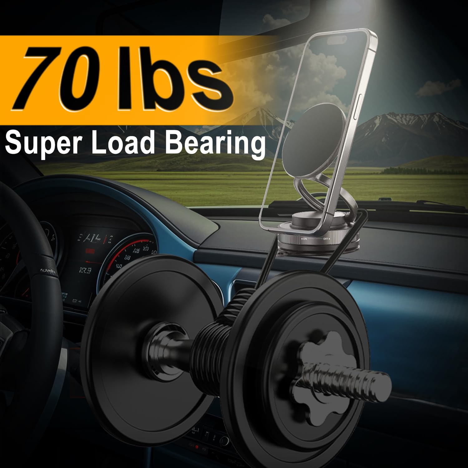 Repmidfer 360 Adjustable Vacuum Magnetic Phone Holder For Car, Suction Cup Phone Mount For Magsafe, Portable Cell Phone Holder F