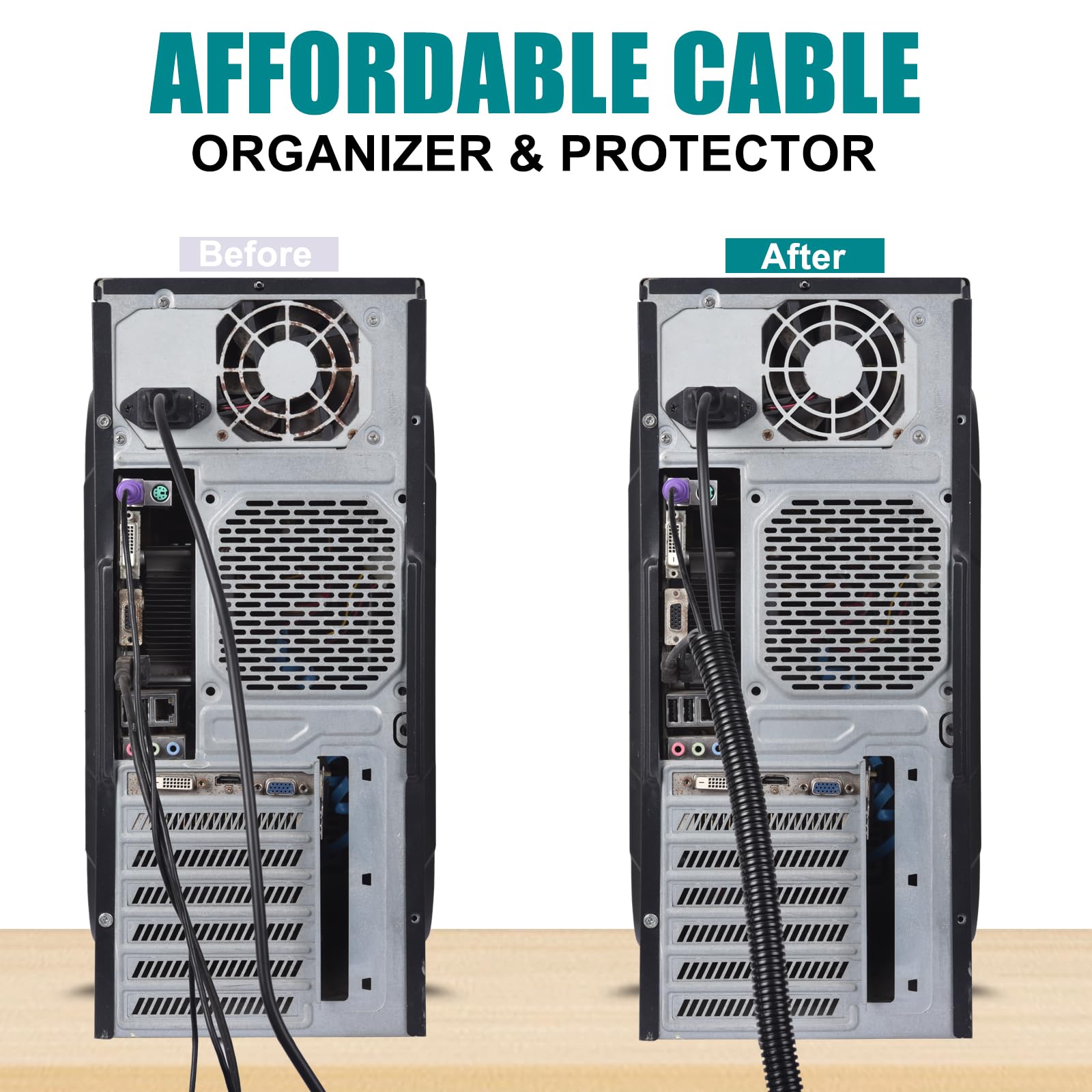 3/8 Inch Wire Loom Split Tubing   25 Ft Cord Protector Electric Wires Covers, Automotive Wire Flexible Conduit