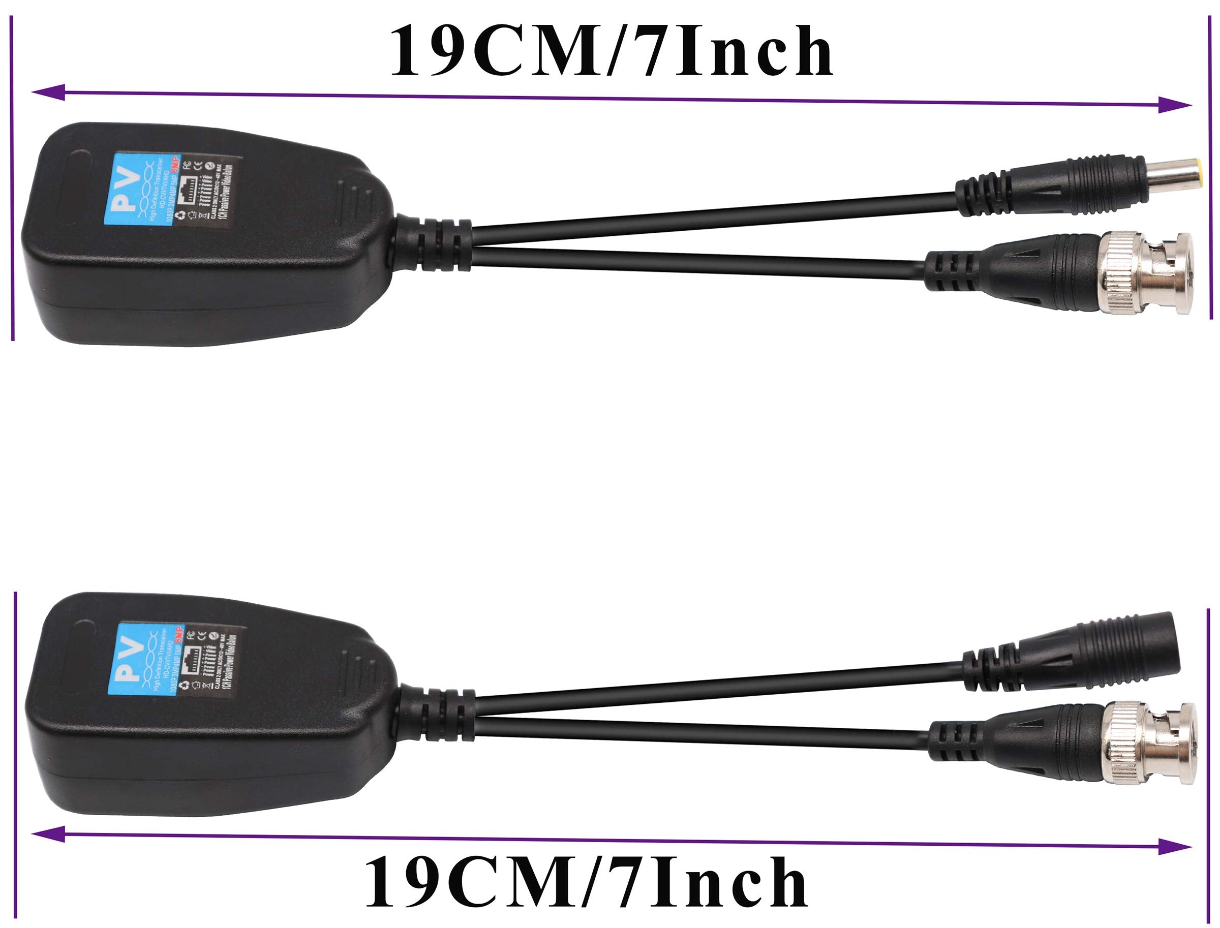 Aaotokk Video Balun Rj45 To Bnc Transceiver Transmitter Hd Cvi/Tvi/Ahd/Cvbs With Dc Power Connector For 1080P 3Mp 4Mp 5Mp 8Mp Cc