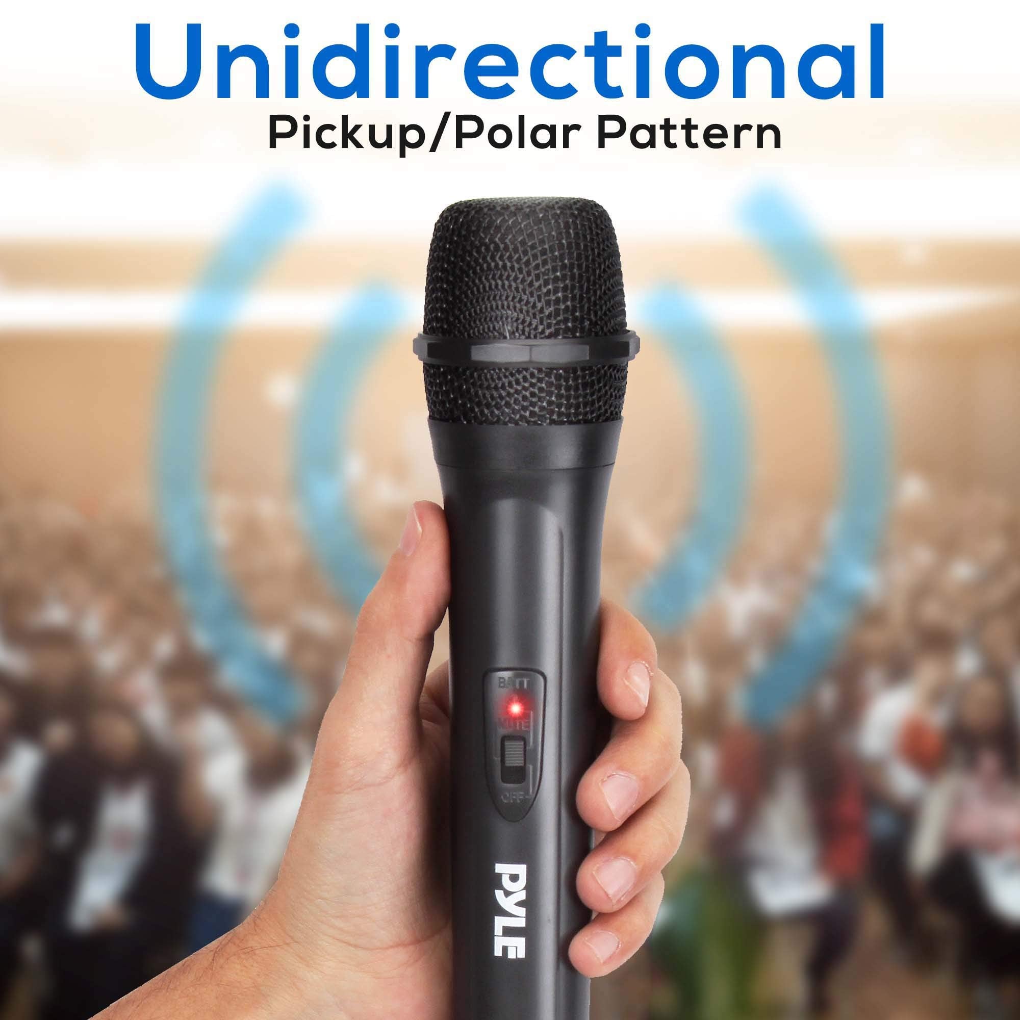 Pyle Portable Vhf Wireless Microphone System   Professional Battery Operated Handheld Dynamic Unidirectional Cordless Microphone
