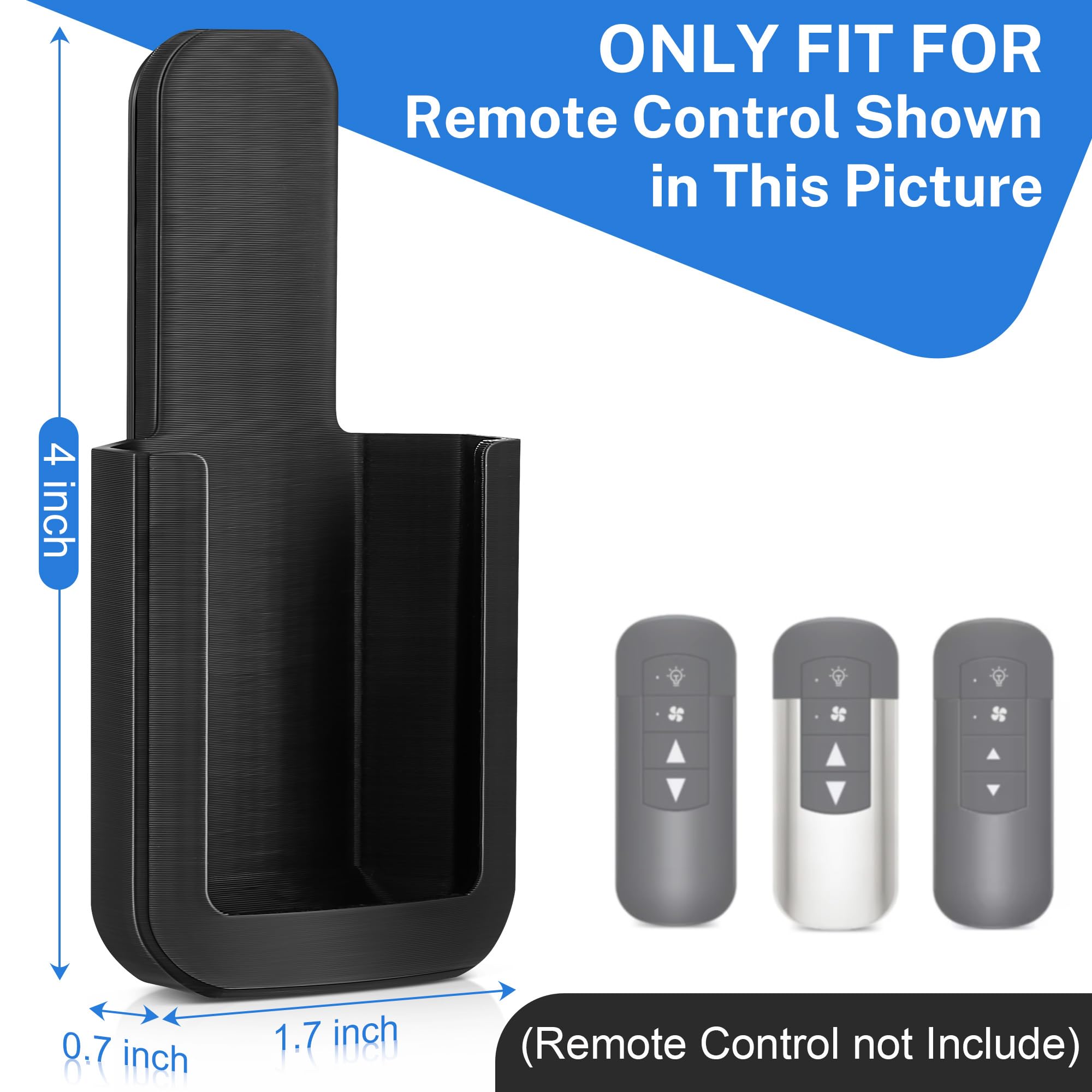 Saillong 1 Pack Ceiling Fan Remote Control Holder With Screws Wall Mount Fan Remote Bracket (Black)