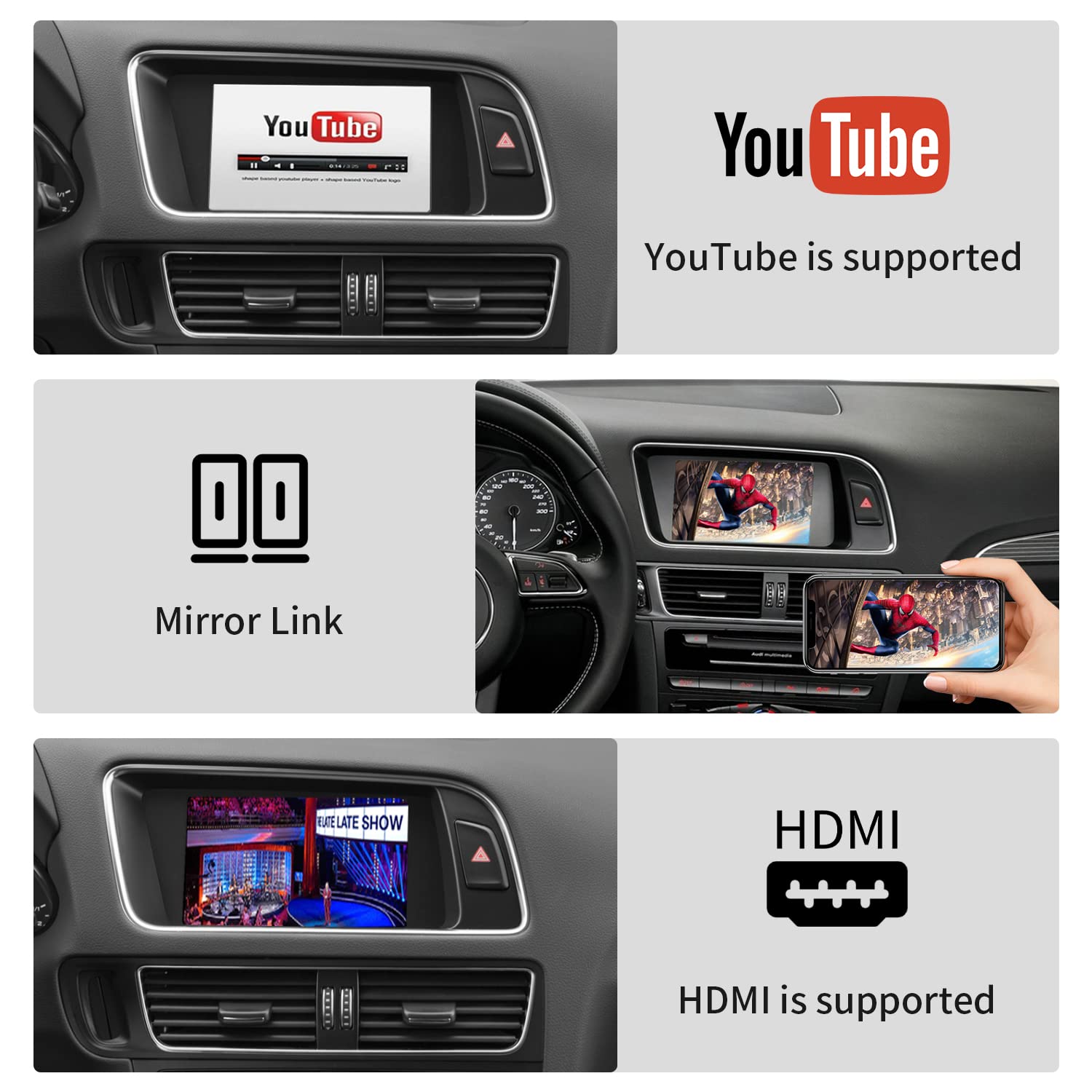 Road Top Wireless Carplay Android Auto For Audi A4 A5 S4 S5 Rs4 Rs5 Q5 2008 2015 With 3Gmmi System, Carplay Retrofit Kit, Suppor