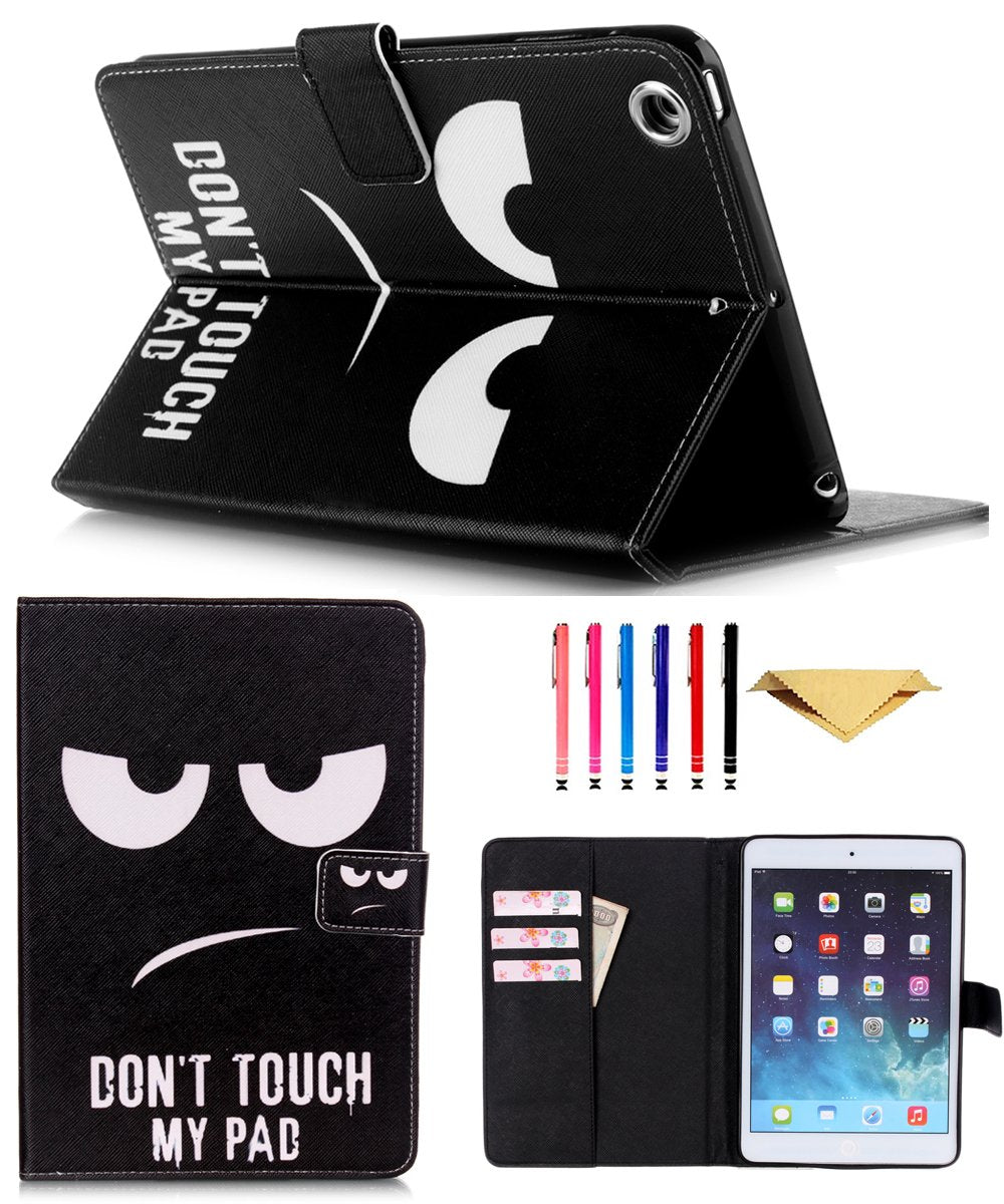 Monsdirect Pu Leather Folio Wallet Case For Ipad Mini 4/5/3/2/1 With Kickstand, Pencil Holder, Smart Sleep Wake Feature   Don'T