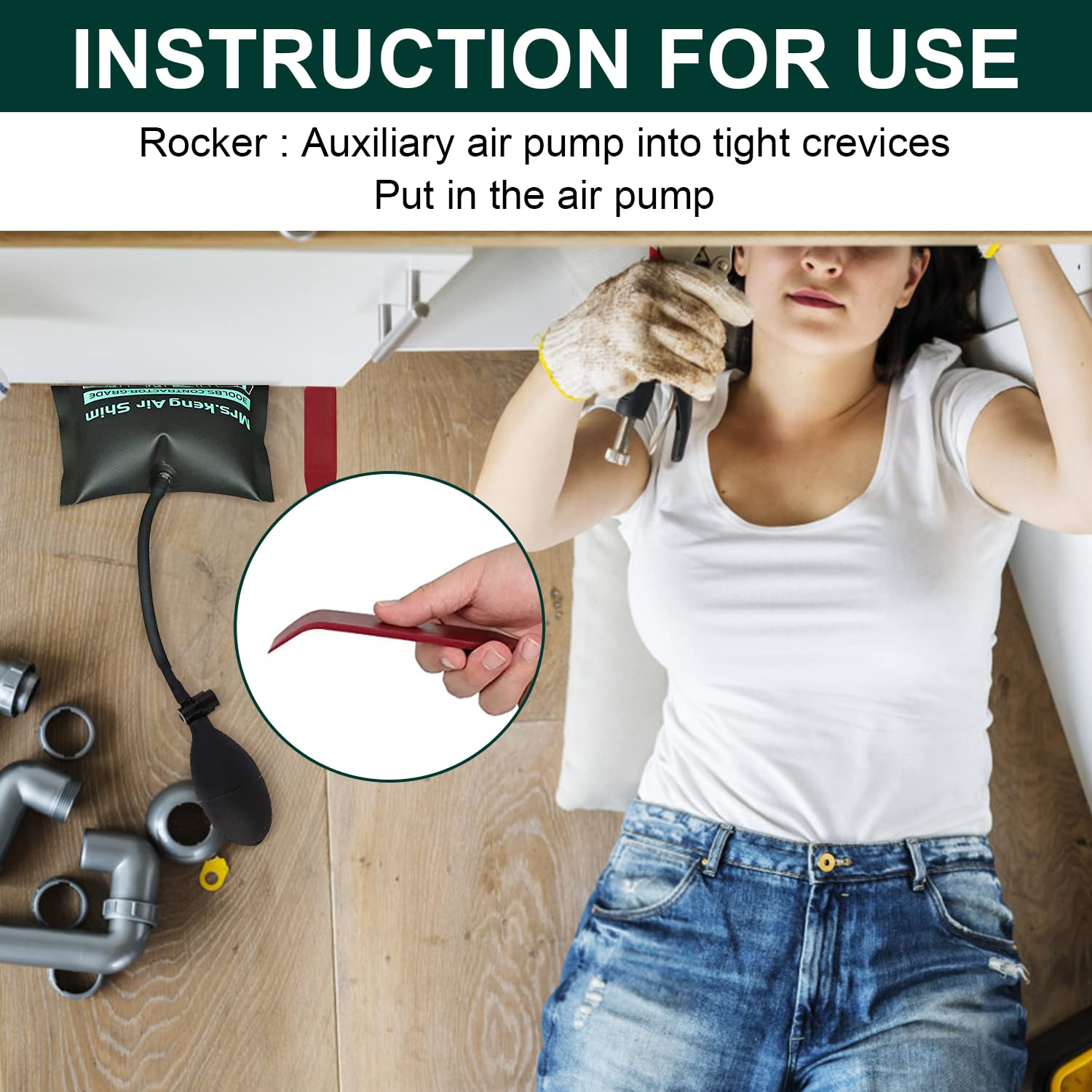 Dinana Air Wedge Bag, 3 Pack Commercial Grade Air Wedge Bag Pump Professional Leveling Kit & Alignment Tool For Cabinet, Applian