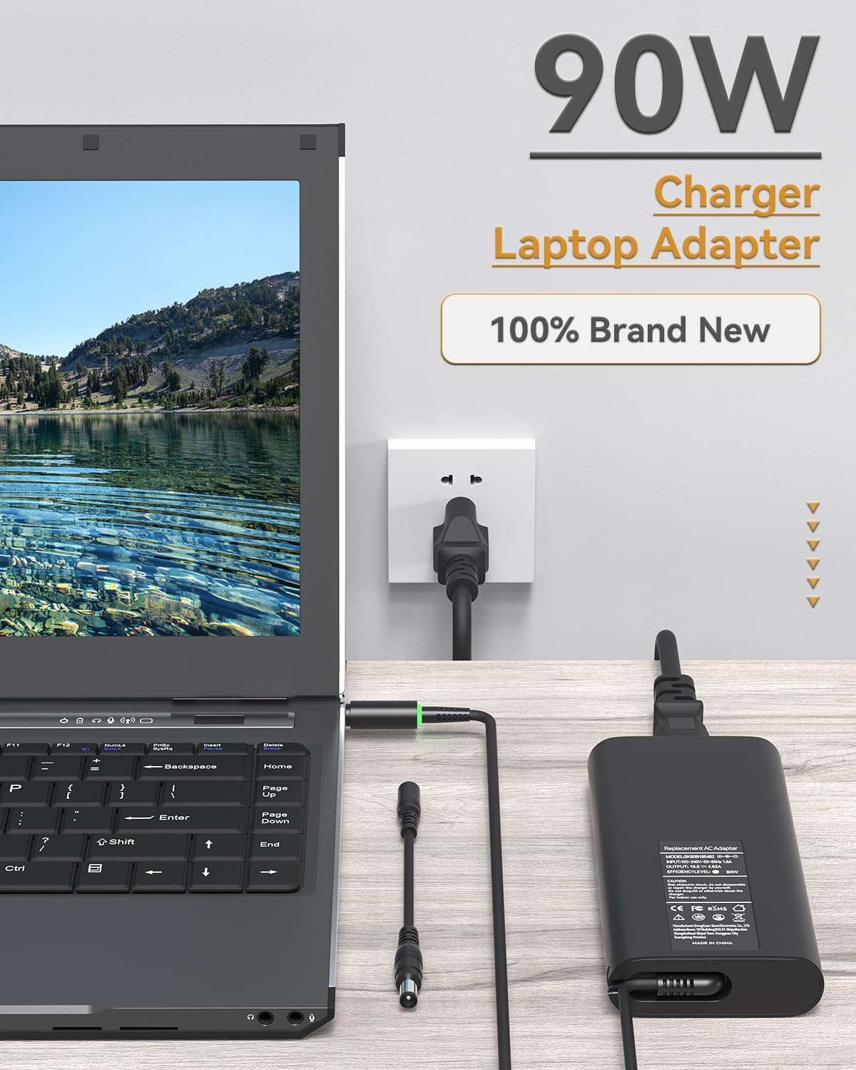 90W Laptop Charger For Dell, Ac/Dc Adapter Dell Latitude E6430 E6420; Dell Inspiron 17 1750 1764 1705 1720 1721 1737 1747 Dell Vostro 3500 3500N 3550 3550N With Power Supply Cord