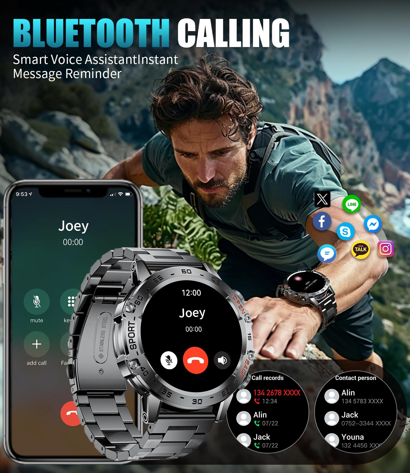 Military Smart Watch For Men(Answer/Dial Calls),1.45 ' ' Amoled/100 Sports Modes, 5Atm Waterproof Fitness Watch With Heart Rate/