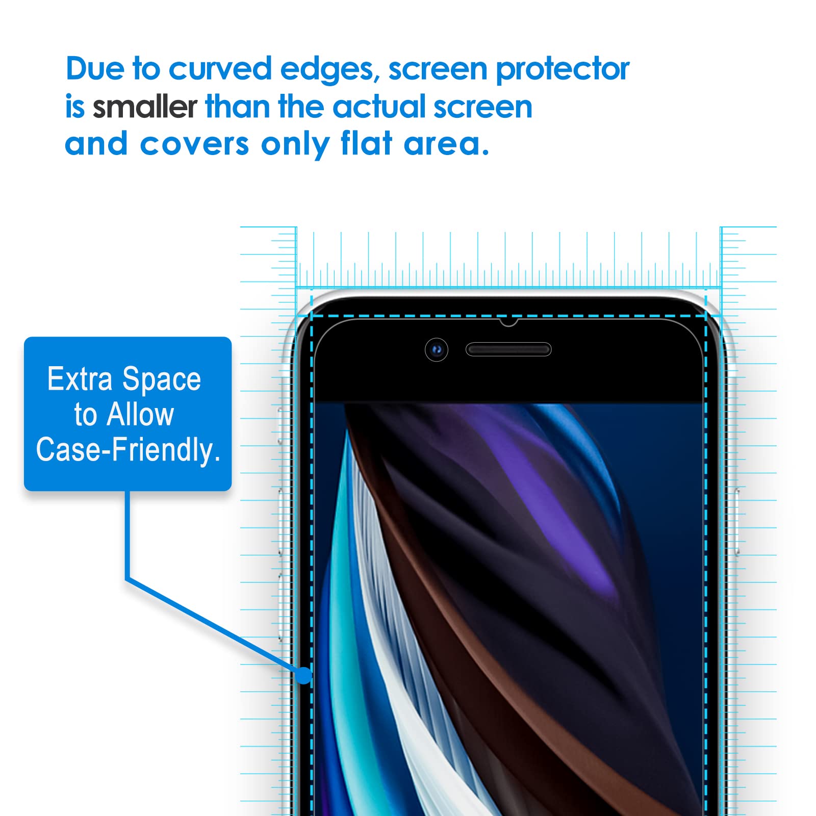 JETech 3-Pack Tempered Glass Screen Protector for iPhone SE 2020, 8, 7, 6s, 6 - 4.7-Inch, Transparent, Durable