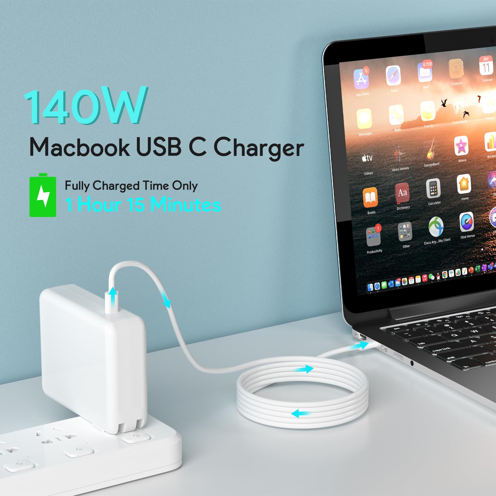 Mac Book Pro Charger   140W Usb C Charger Fast Charger Power Adapter For Macbook Pro, Macbook Air, Ipad Pro, Samsung Galaxy And