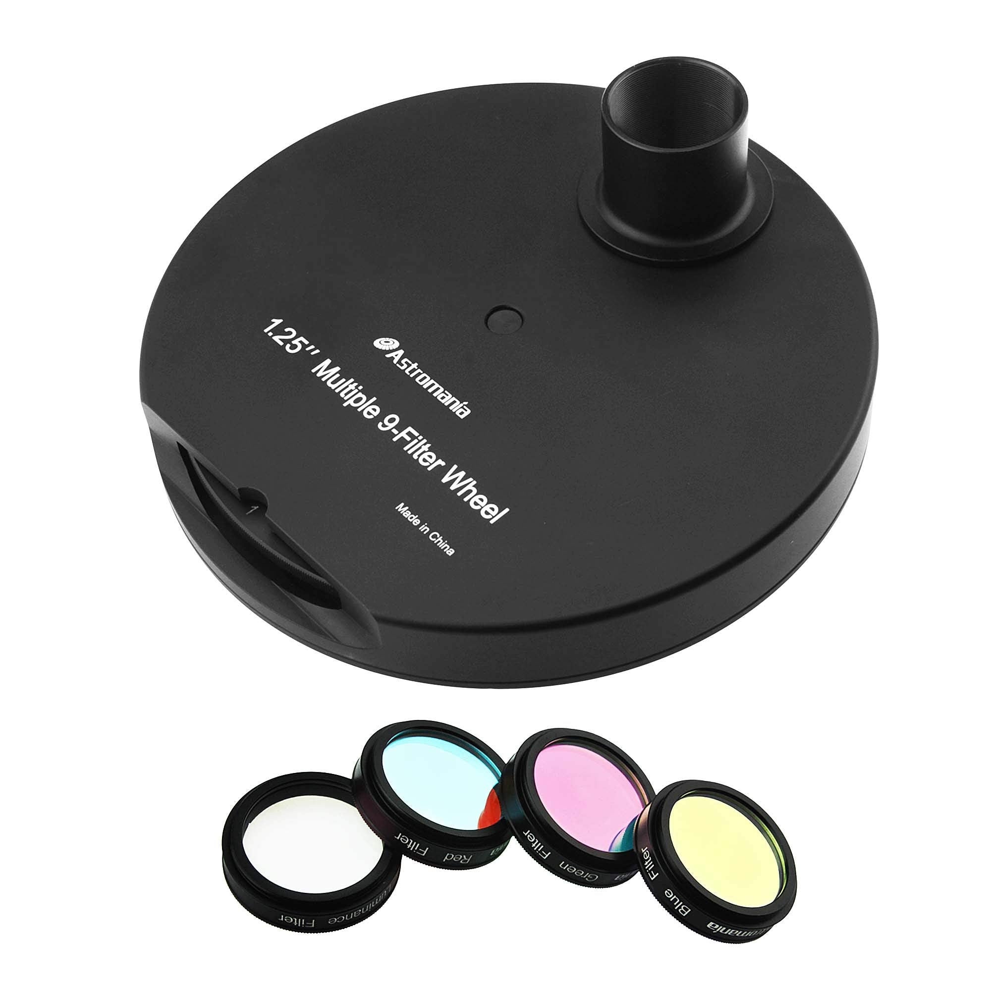 Astromania 1.25'' Multiple 9 Position Filter Wheel For Telescope   With Lrgb Filter Set