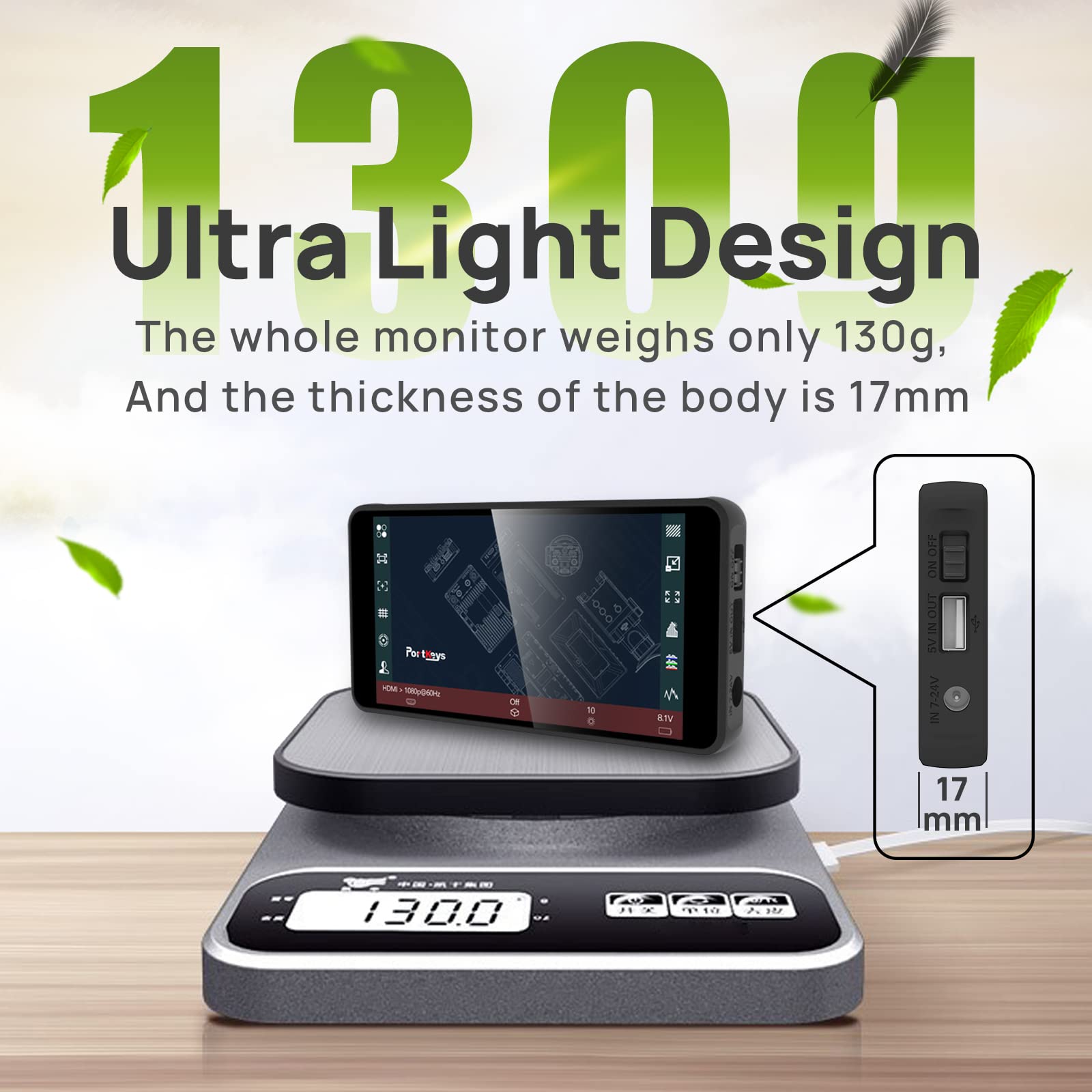 Portkeys Pt5 Ii Touchscreen Camera Field Monitor 5 Inch 4K30P Input/Output Wide Color Gamut New Peaking 3D Lut Video Assist Luma