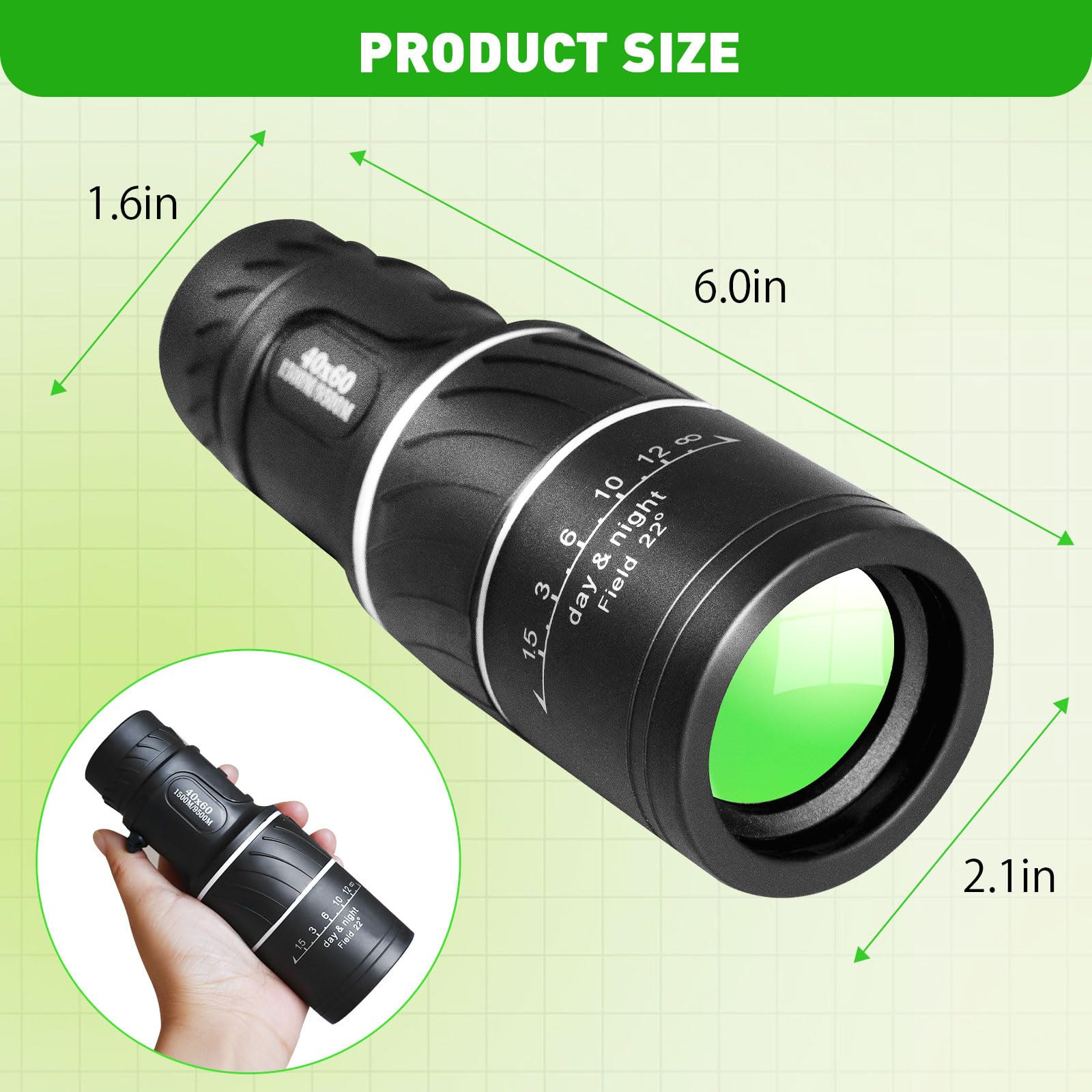 Hdajy Monocular Telescope, Upgrade 40 X 60 Portable Telescope, Monoculars For Adults High Powered, Suit Stargazing, Hunting, Bir