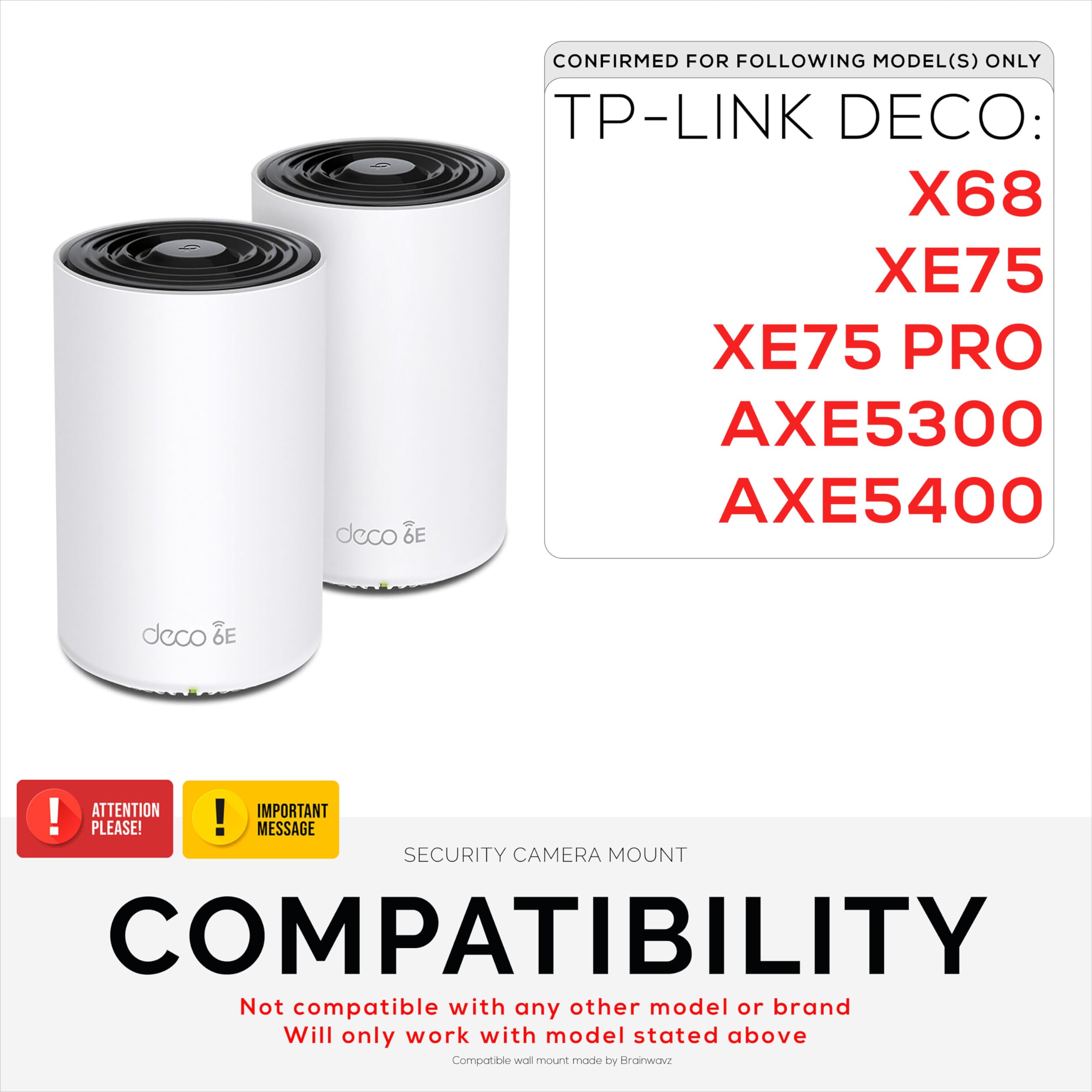 Screwless Wall Mount For Tp Link Deco X68, Xe75, Xe75 Pro, Axe5300 & Axe5400, Easy To Install, No Mess, Reduce Interference & In