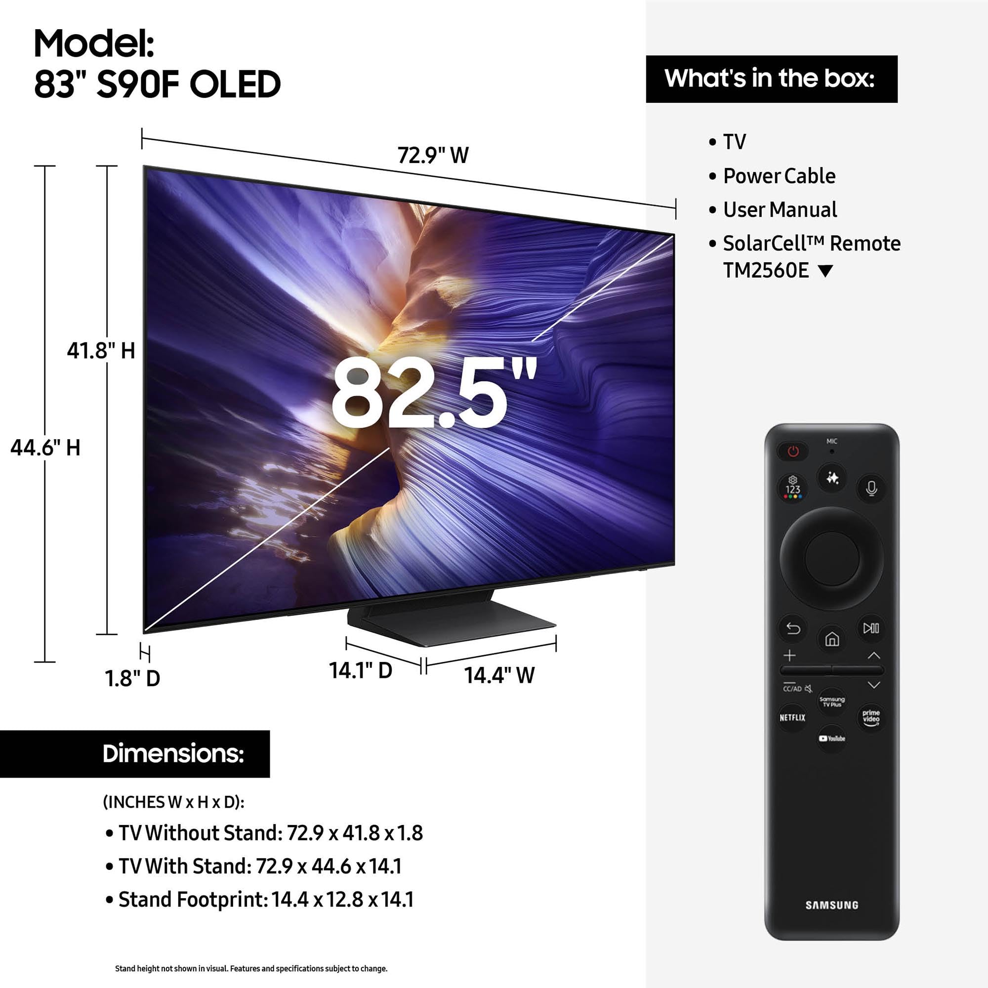 Samsung 83-Inch Class Oled S90F 4K Smart Tv (2025 Model) Nq4 Ai Gen3 Processor, 4K Ai Upscaling Pro, Oled Hdr +, Motion Xcelerat