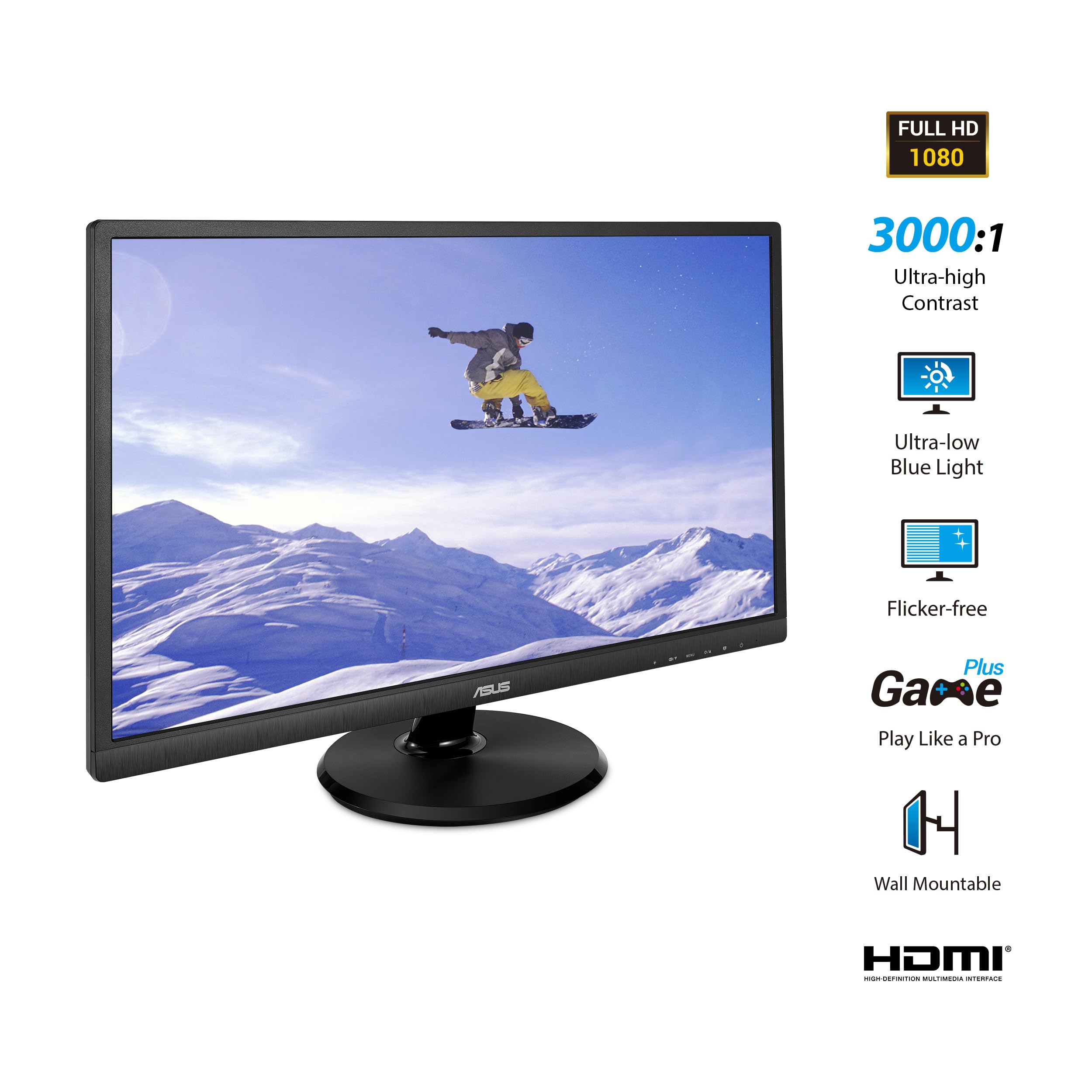 ASUS 23.8" Full HD Monitor, 1080p, HDMI, VGA, Eye Care, VA249HE, Black