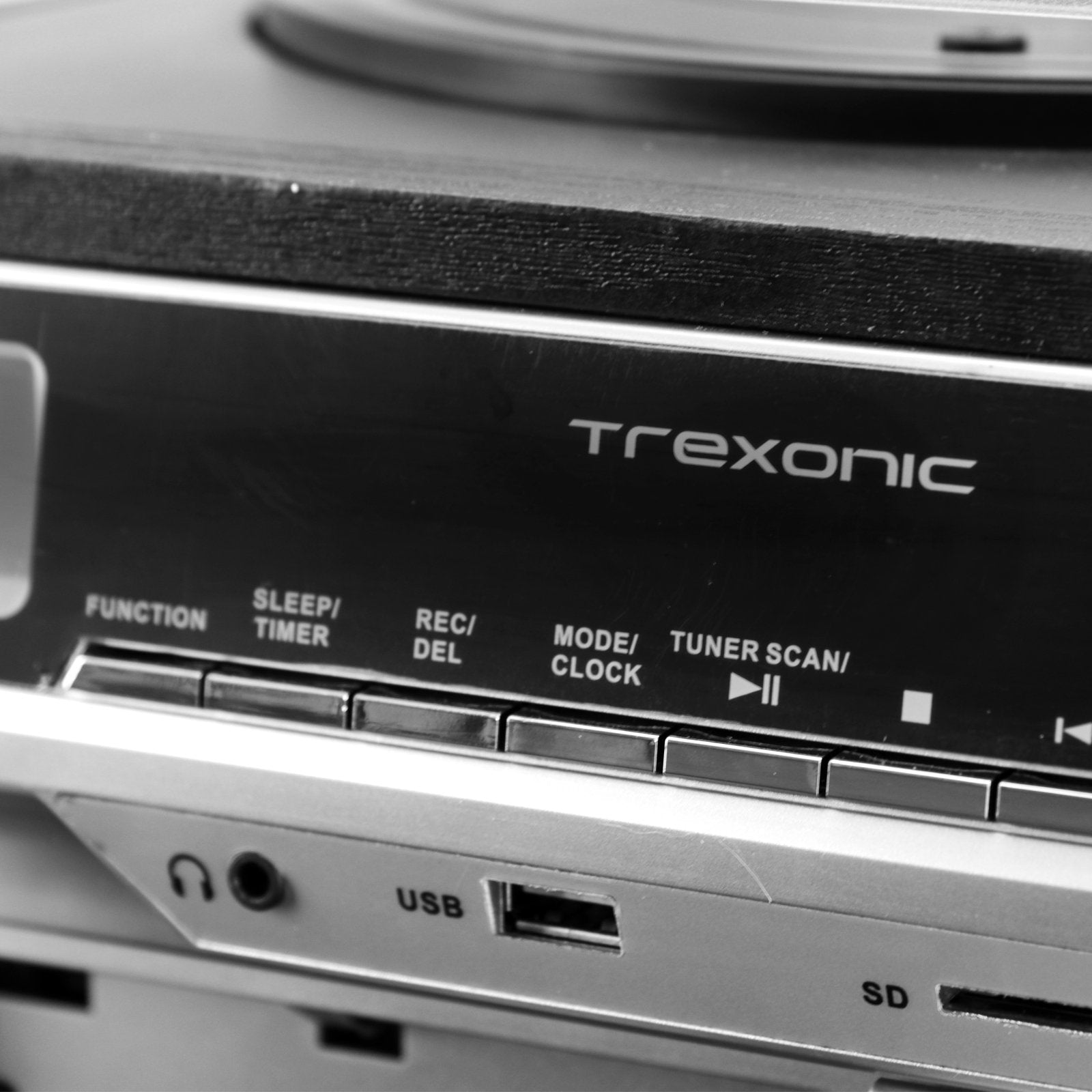 Trexonic 3 Speed Turntable With Cd Player, Double Cassette Player, Bluetooth, Fm Radio & Usb/Sd Recording