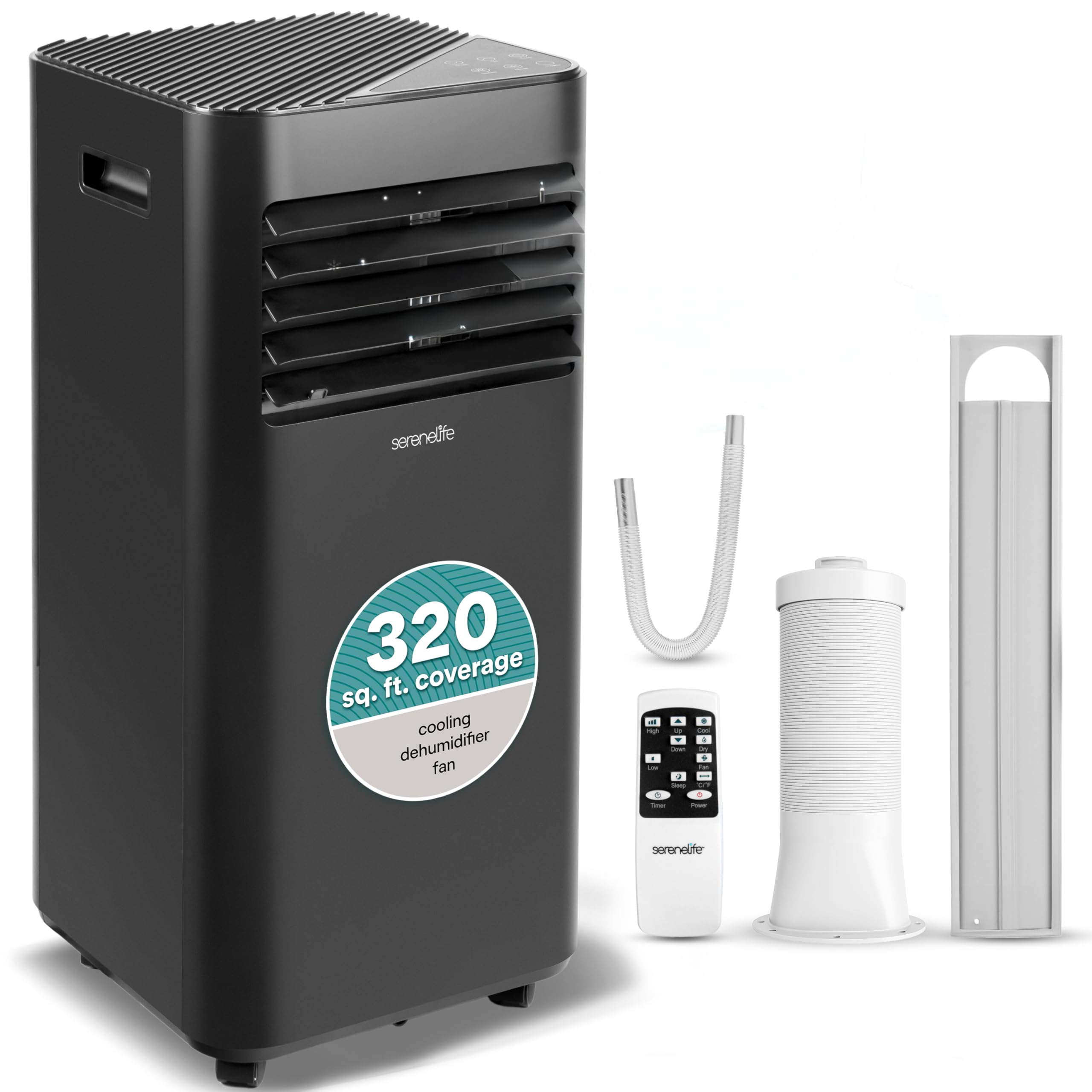 SereneLife Portable Air Conditioner 10000 BTU - 3-in-1 Compact Standing Air Conditioner for Room Up to 320 Sq. Ft. - Floor AC Un