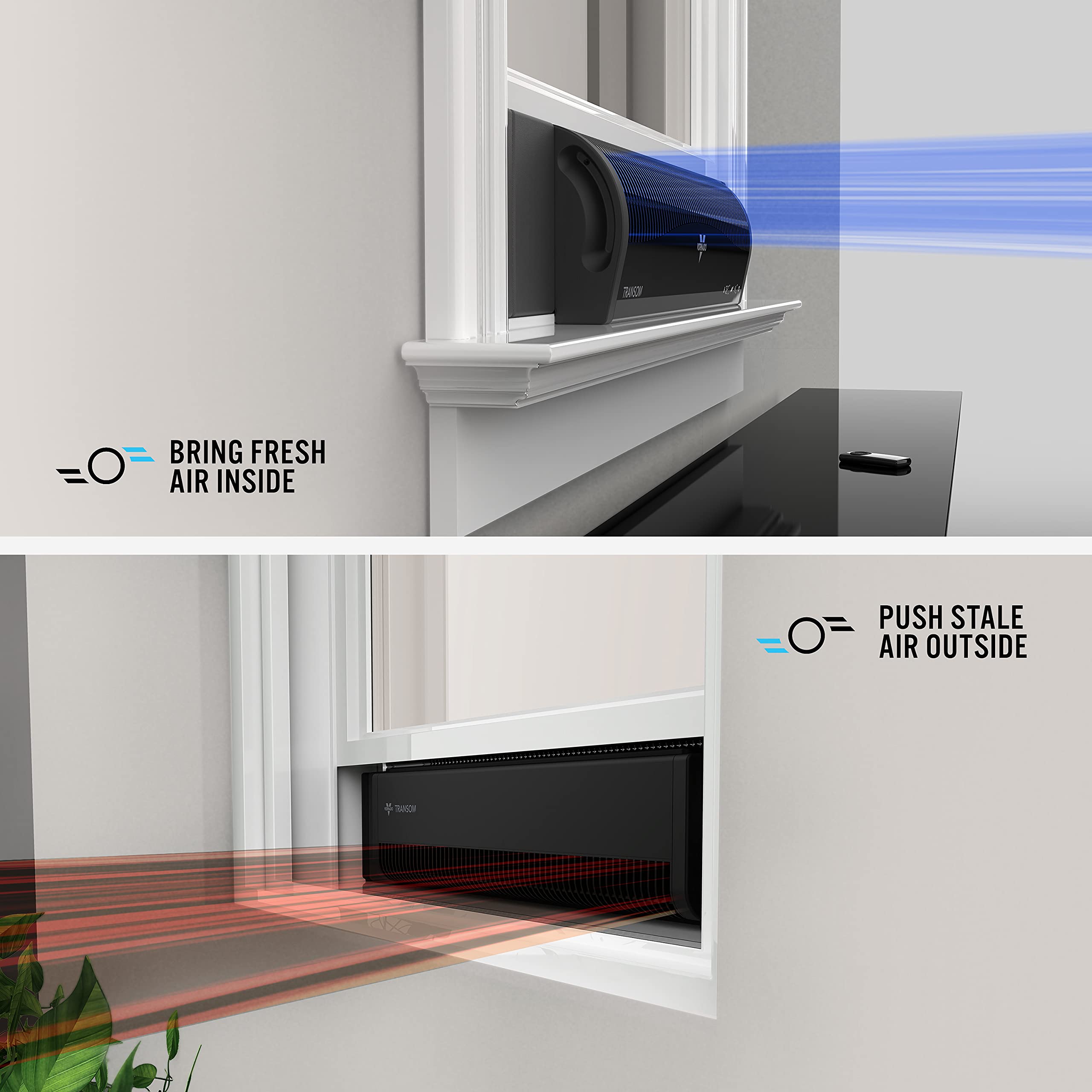 Vornado Transom Window Fan With 4 Speeds, Remote Control, Reversible Exhaust Mode, Weather Resistant Case, Black, Whole Room