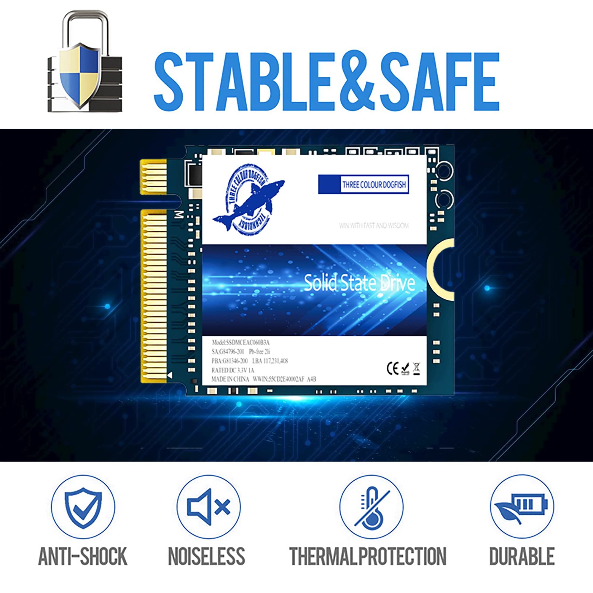 Dogfish Ssd M.2 2230 Nvme Pcie 4.0 256Gb 3D Tlc Nand Gaming Internal Solid State Drive For Steam Deck Ps5 Surface Pro Laptop Des