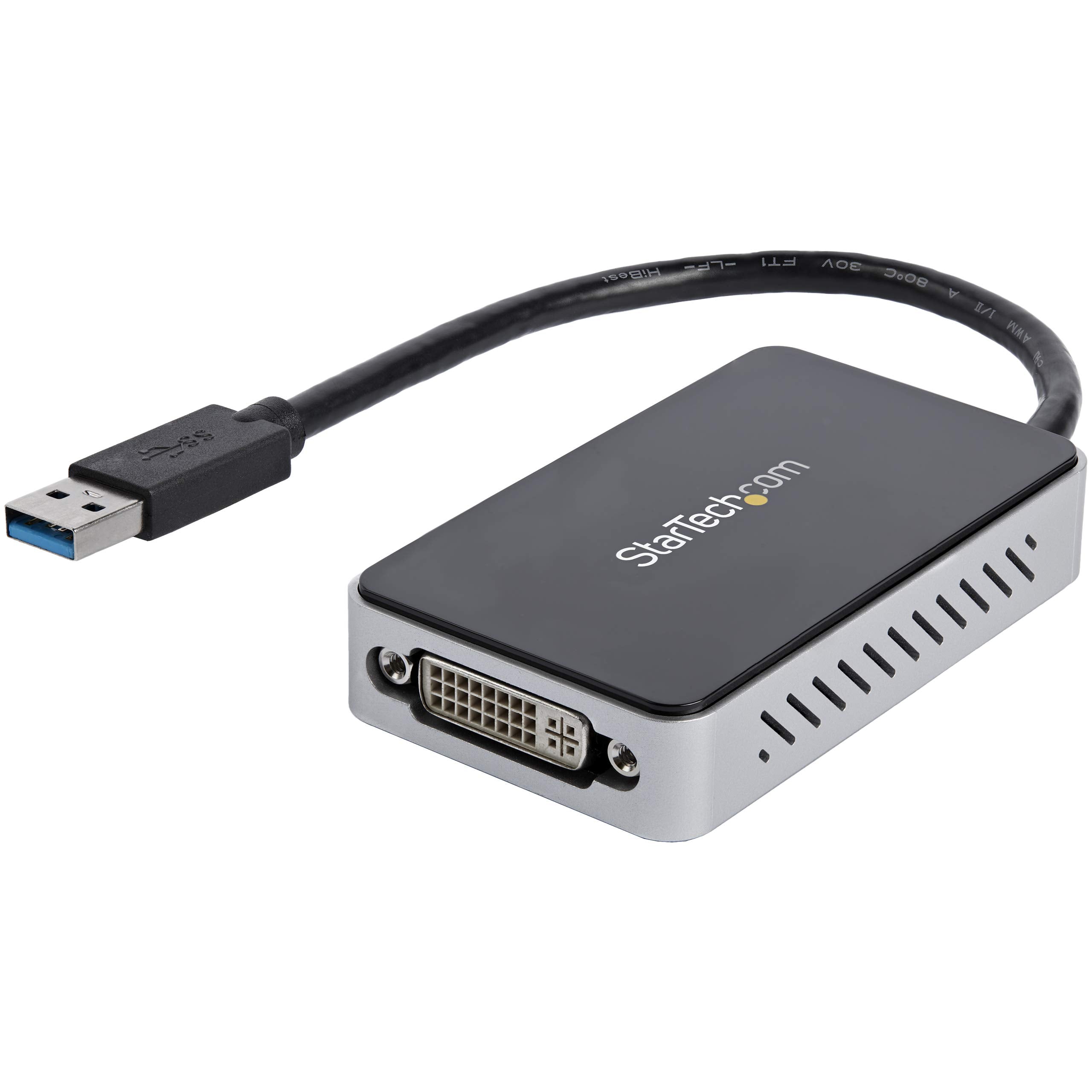 StarTech.com USB 3.0 to DVI Adapter with 1 Port USB Hub - 1920x1200 - External Video & Graphics Card - Dual Monitor Display Adap