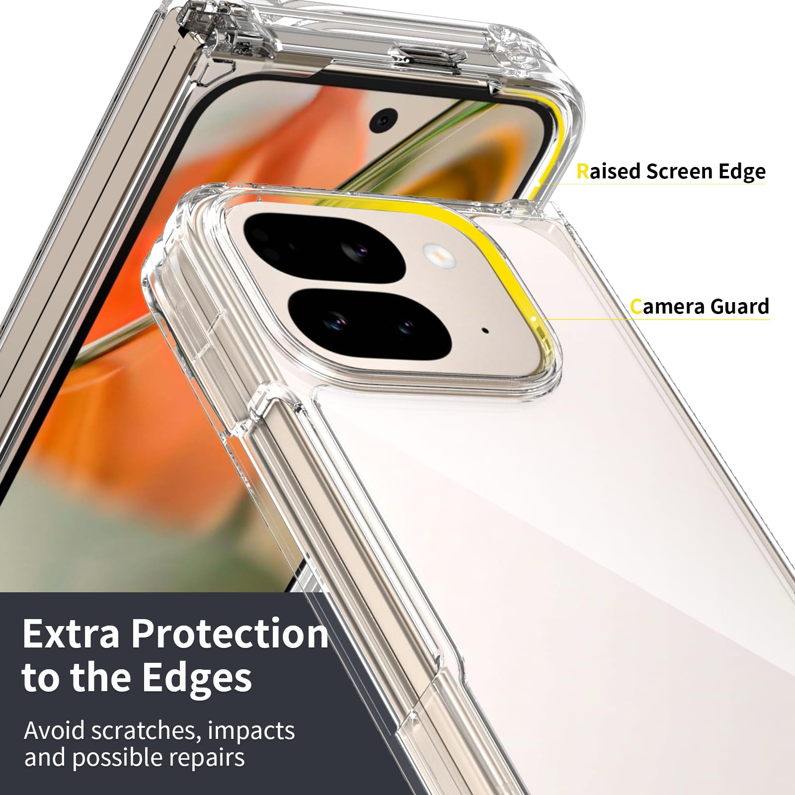 Osophter For Pixel 10-Pro-Fold Case: Clear Transparent Protective Phone Cover[Anti-Yellowing][Anti-Scratch] For Google Pixel 10
