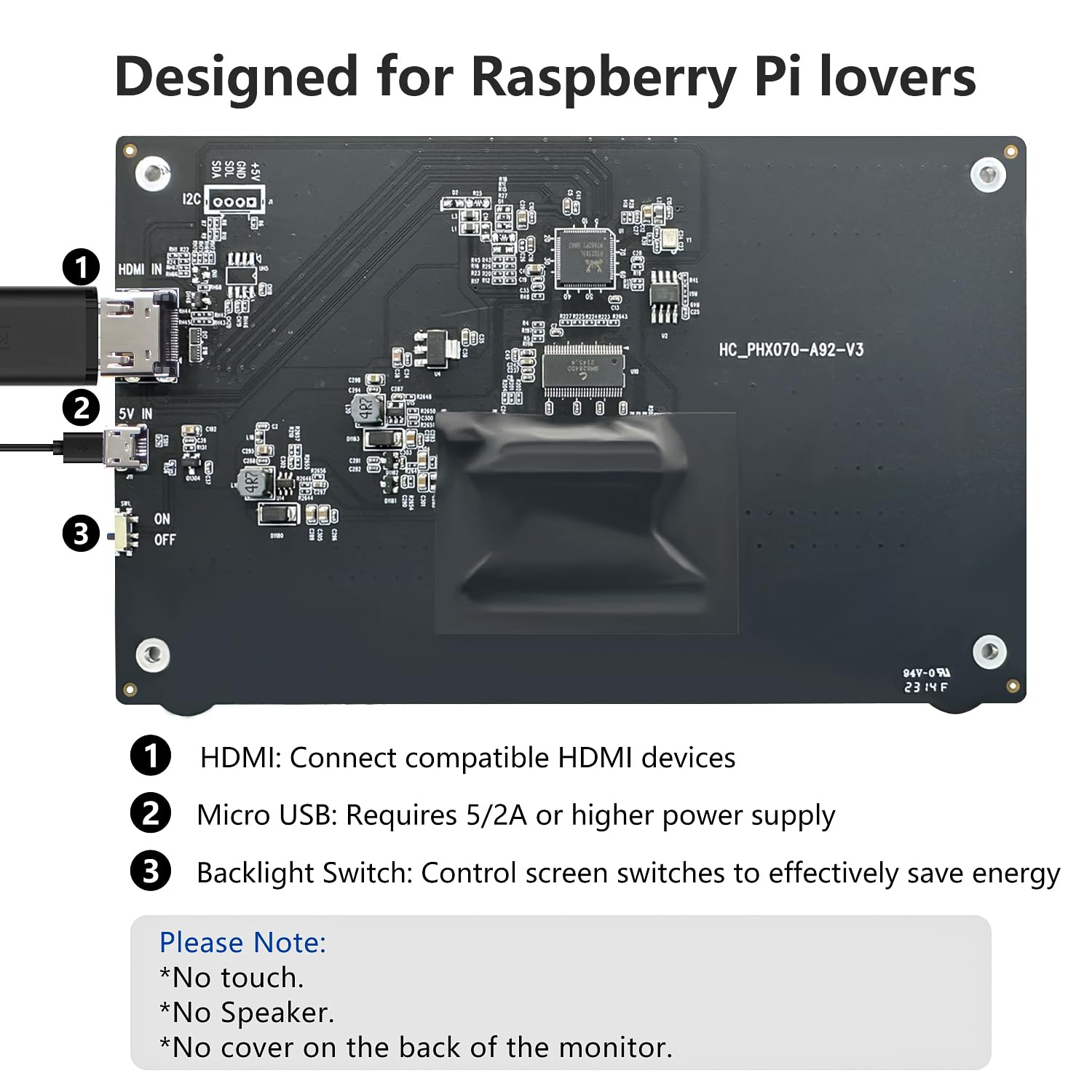 Hamtysan Raspberry Pi Mini Screen Monitor, 7 Inch Screen 800X480 Hdmi Small Monitor Ips Lcd Screen Display For Raspberry Pi 400/
