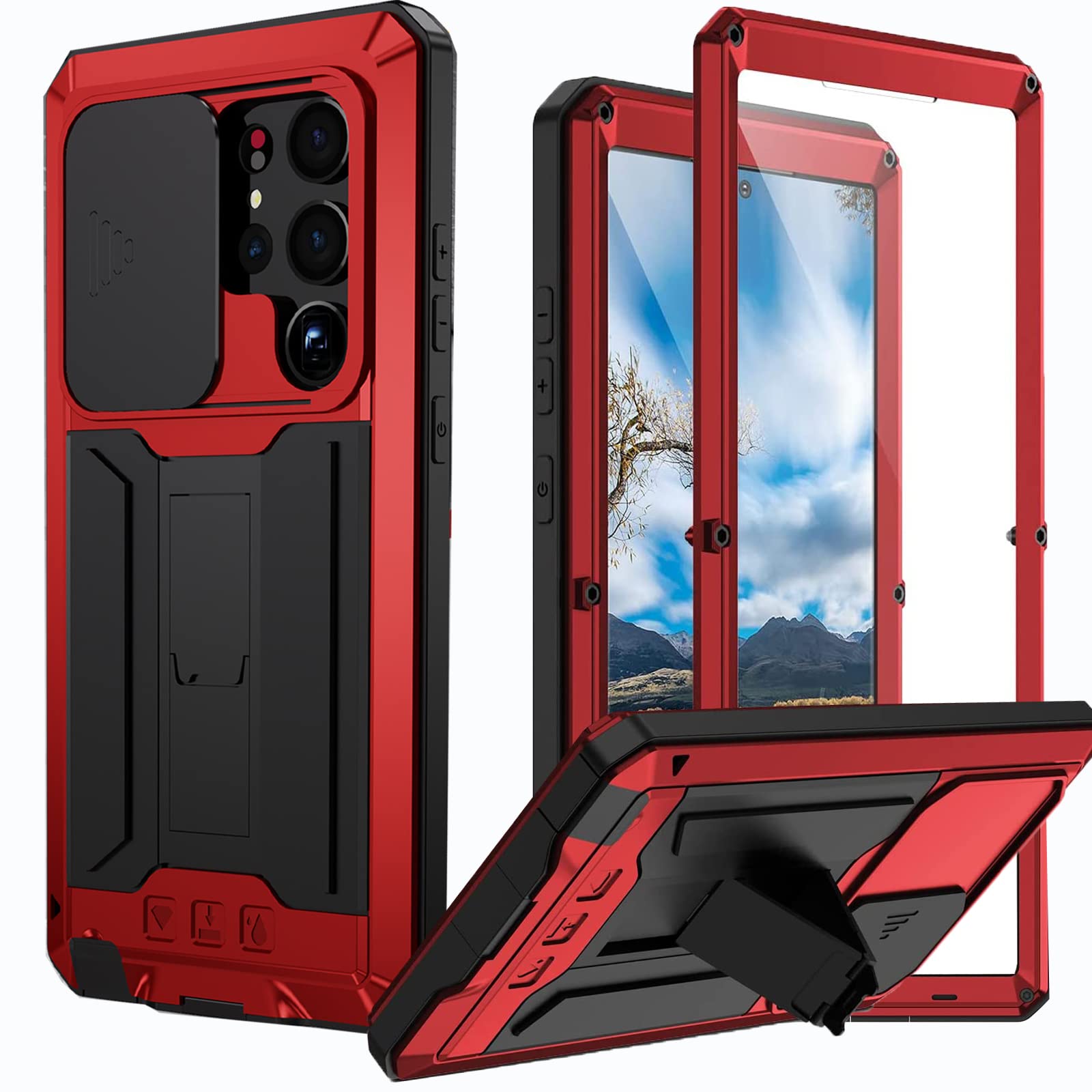 Ninki Camera Cover Case Compatible Samsung Galaxy S23 Ultra Case With Screen Protector Metal,Shockproof Dustproof Cover Phone Ca