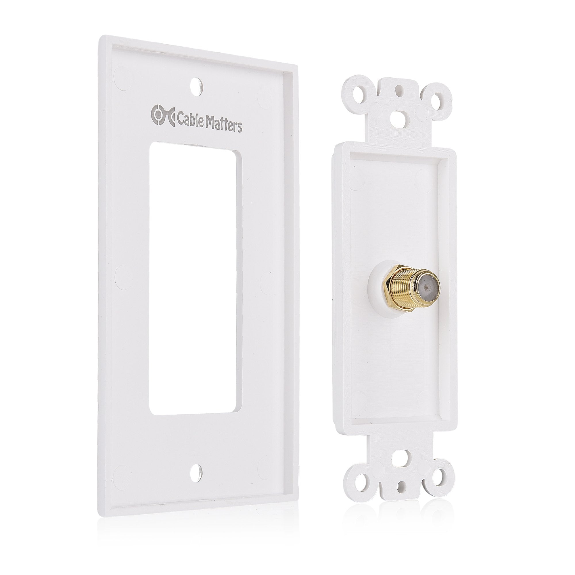Cable Matters 2 Pack 1 Port TV Cable Wall Plate (Coax Wall Plate) in White