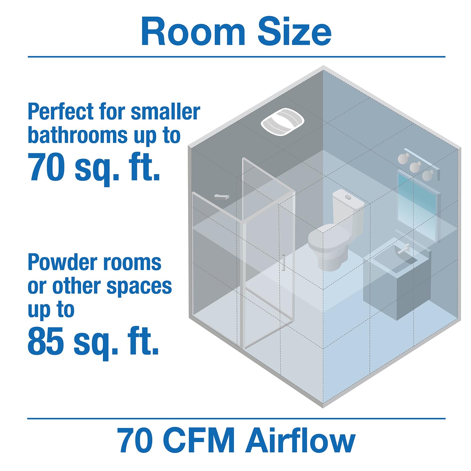 Air King As70 Advantage Series Bath 70 Cfm, 5.5 Sones Exhaust Fans, Medium, White