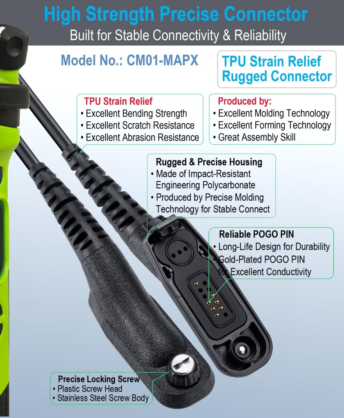 Commountain Speaker Mic Compatible For Motorola Radios Apx 6000 Xpr 7550E Apx 8000 (7000 4000) Xpr 7350E (7580E 7380E 7550 7350) Apx6000 Apx7000 Apx8000 Xpr7550 Xpr7550E, Shoulder Microphone 2 Pack