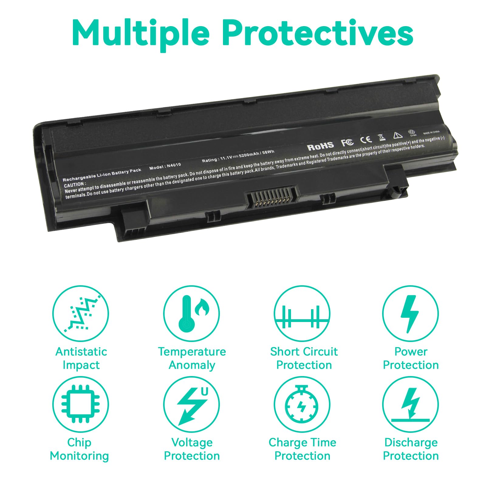 J1Knd 11.1V 58Wh Laptop Battery For Dell Vostro 3550 3450 1440 3750 Inspiron N7010 N7110 N5010 N5110 N5030 N5040 N5050 3520 N401